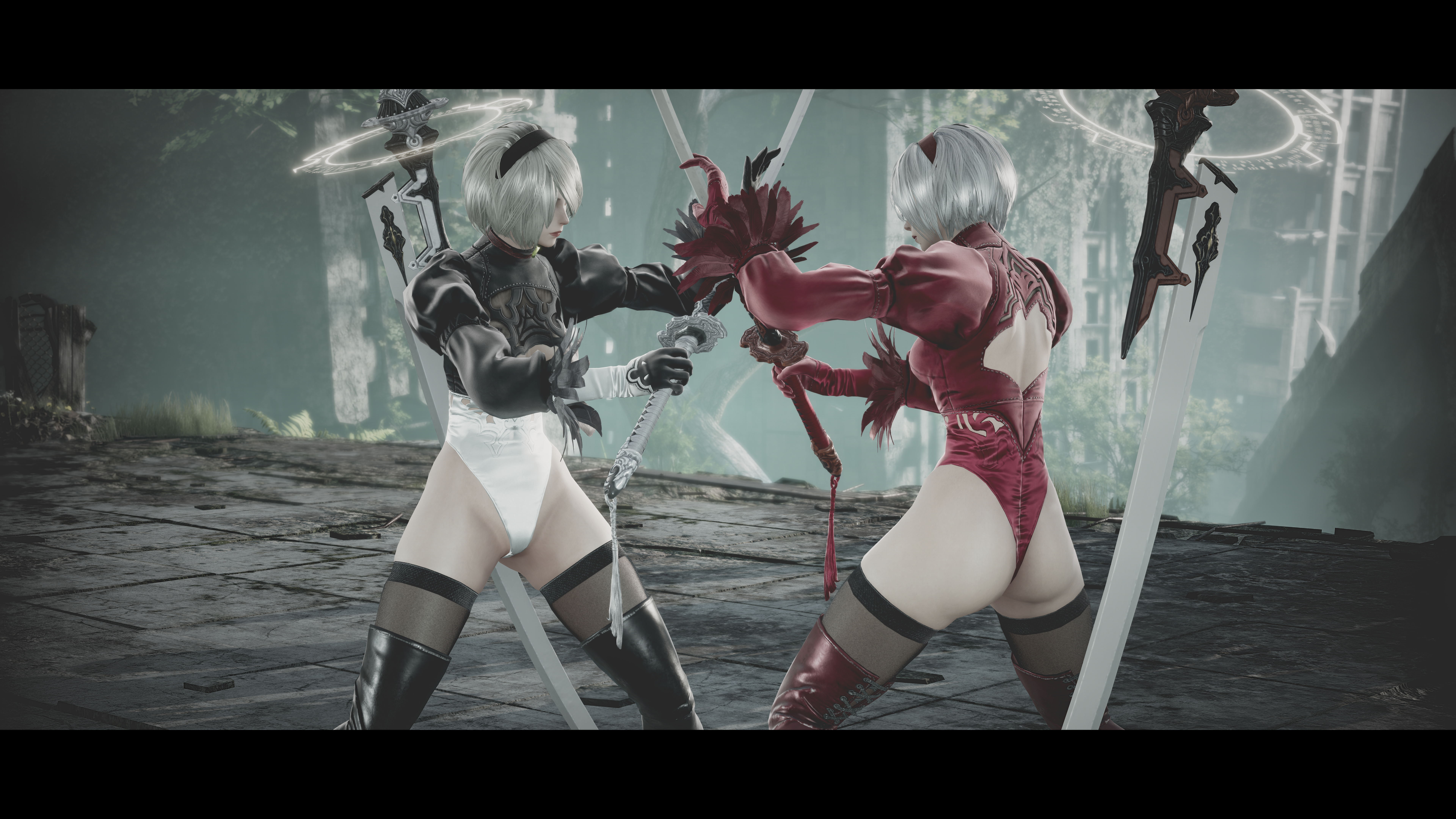 Anime 7680x4320 2B (Nier: Automata) Soul Calibur 6 boots thigh high boots women video games CGI video game girls video game characters