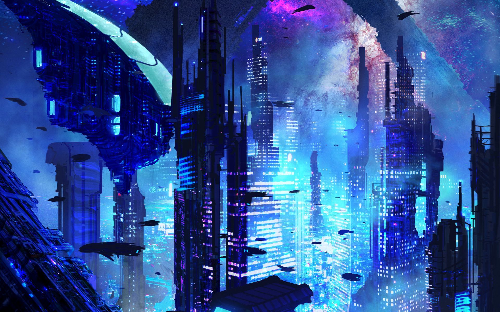 General 1920x1200 artwork digital art futuristic city blue