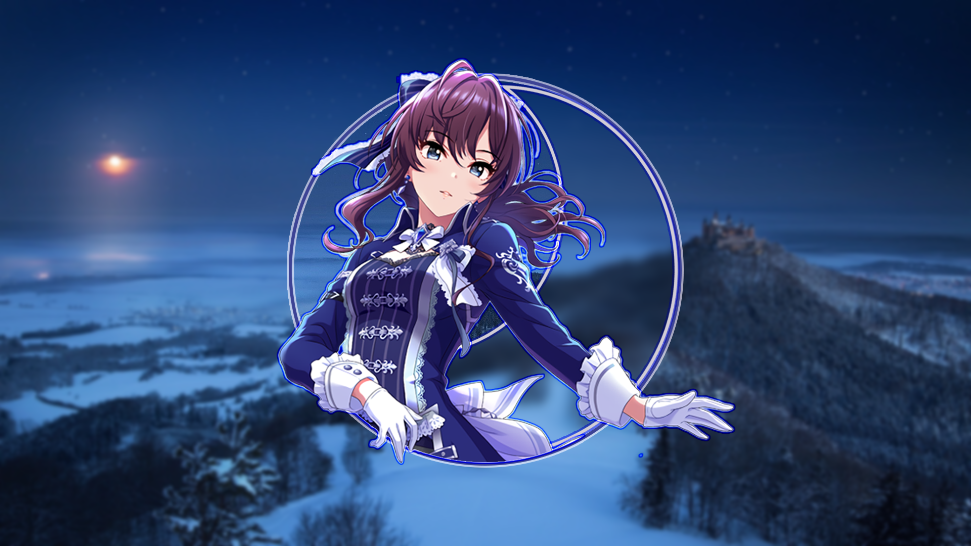 Anime 1920x1080 THE iDOLM@STER: Cinderella Girls anime girls picture-in-picture snow castle mountains forest THE iDOLM@STER