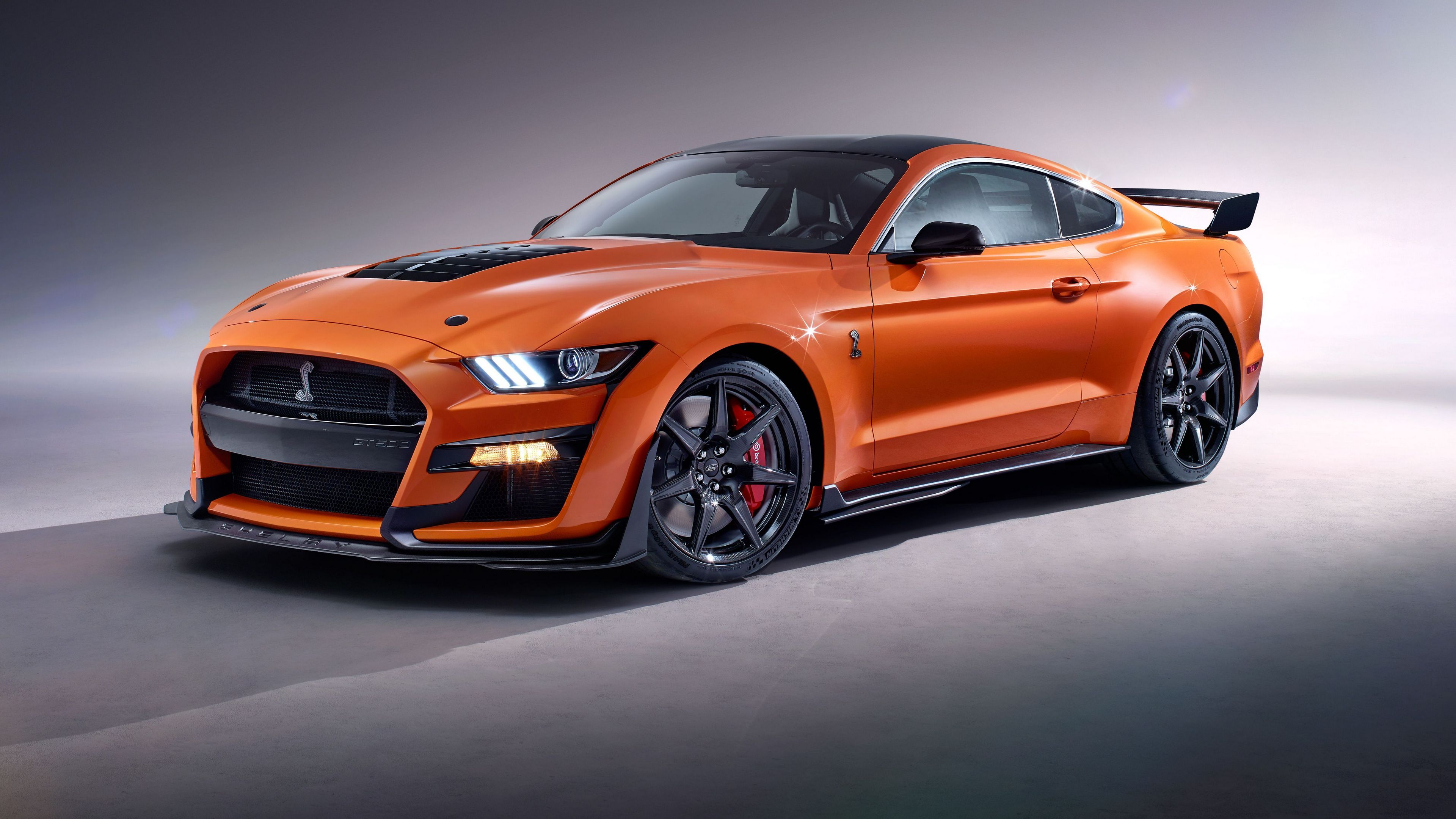 General 3840x2160 Ford Mustang Shelby Ford Mustang orange cars Ford vehicle Ford Mustang S550 muscle cars American cars Shelby simple background