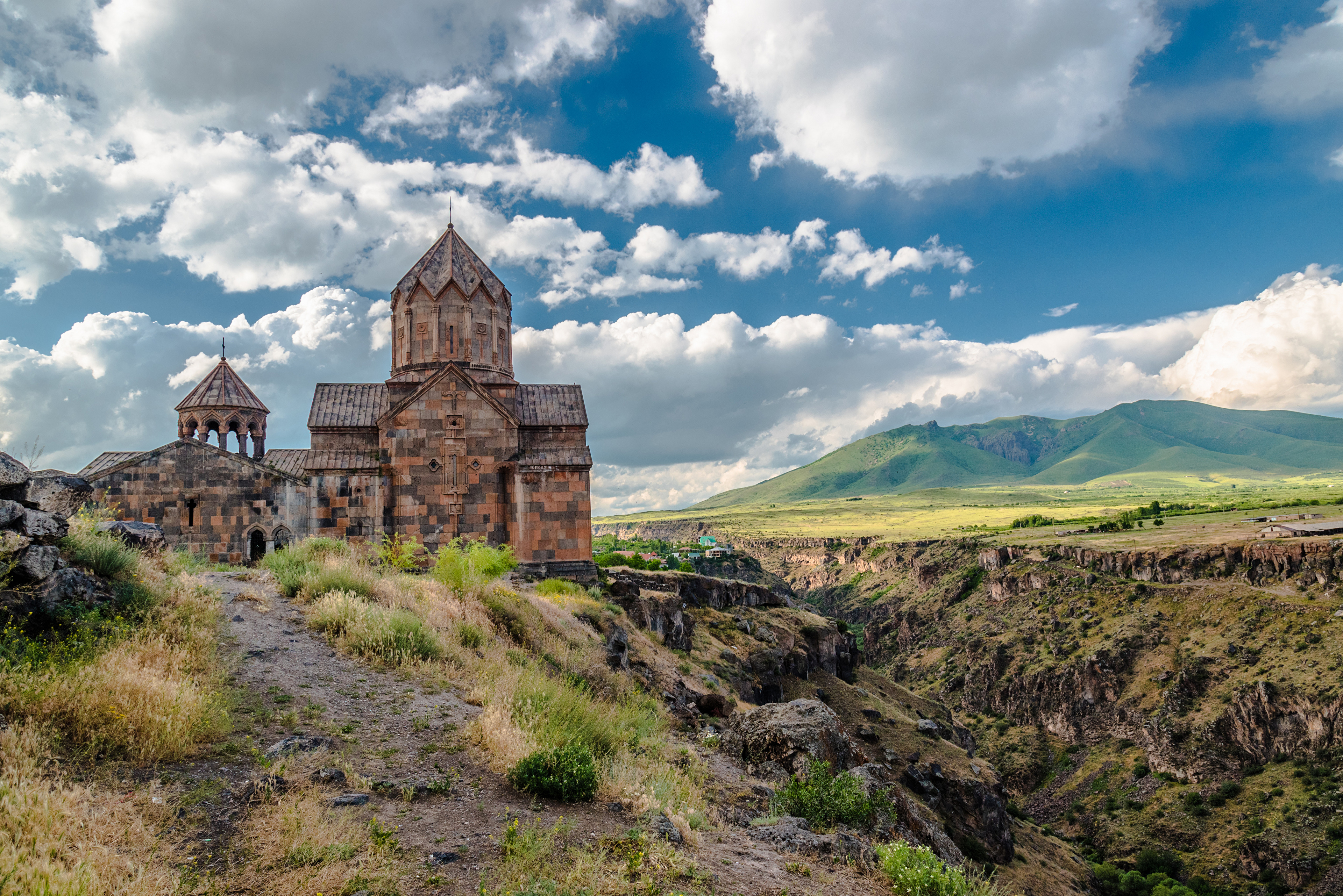 General 3840x2563 sky clouds grass building mountains monastery Armenian Armenia