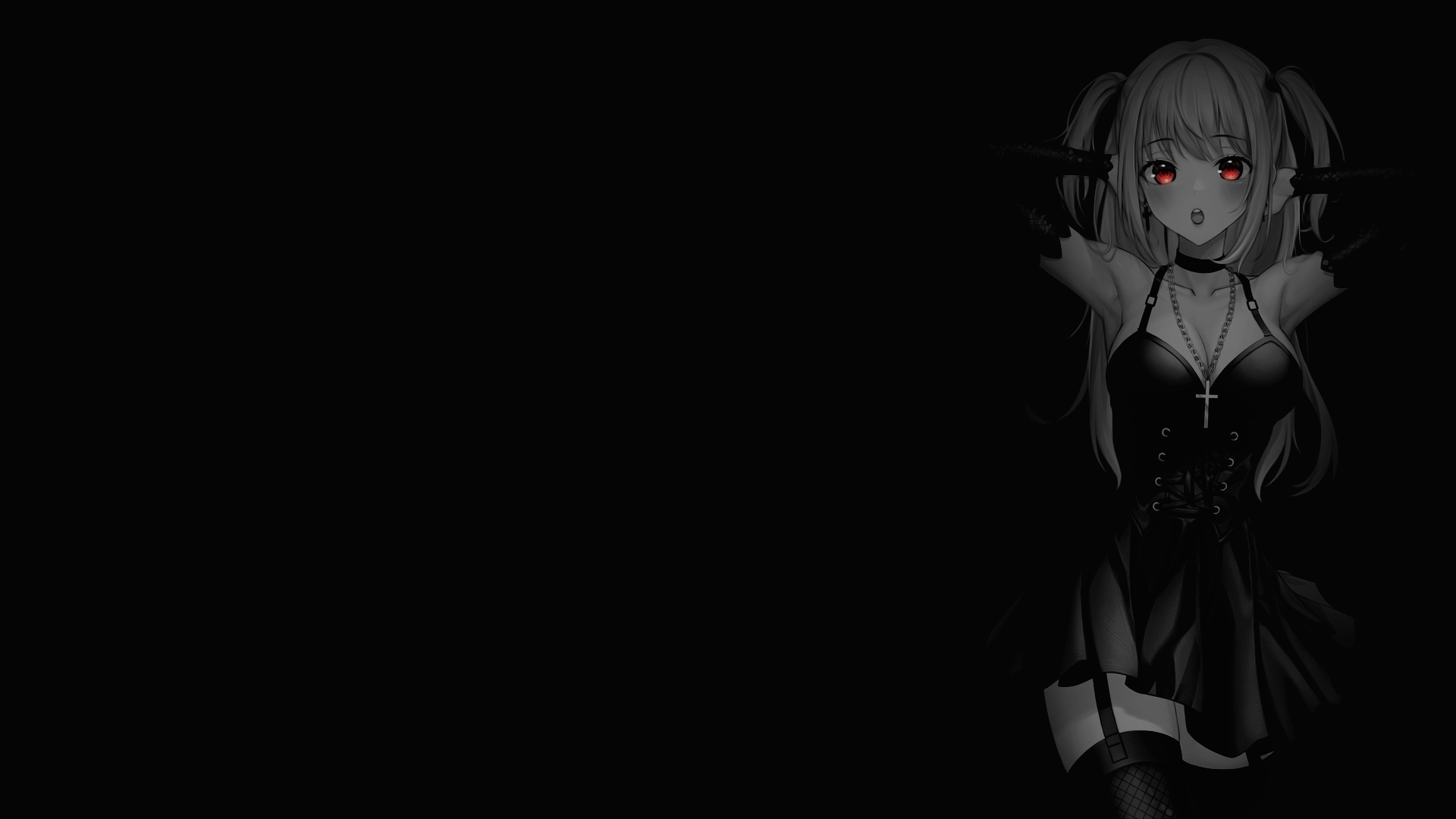 Anime 1920x1080 selective coloring black background dark background simple background anime girls Misa Amane Death Note