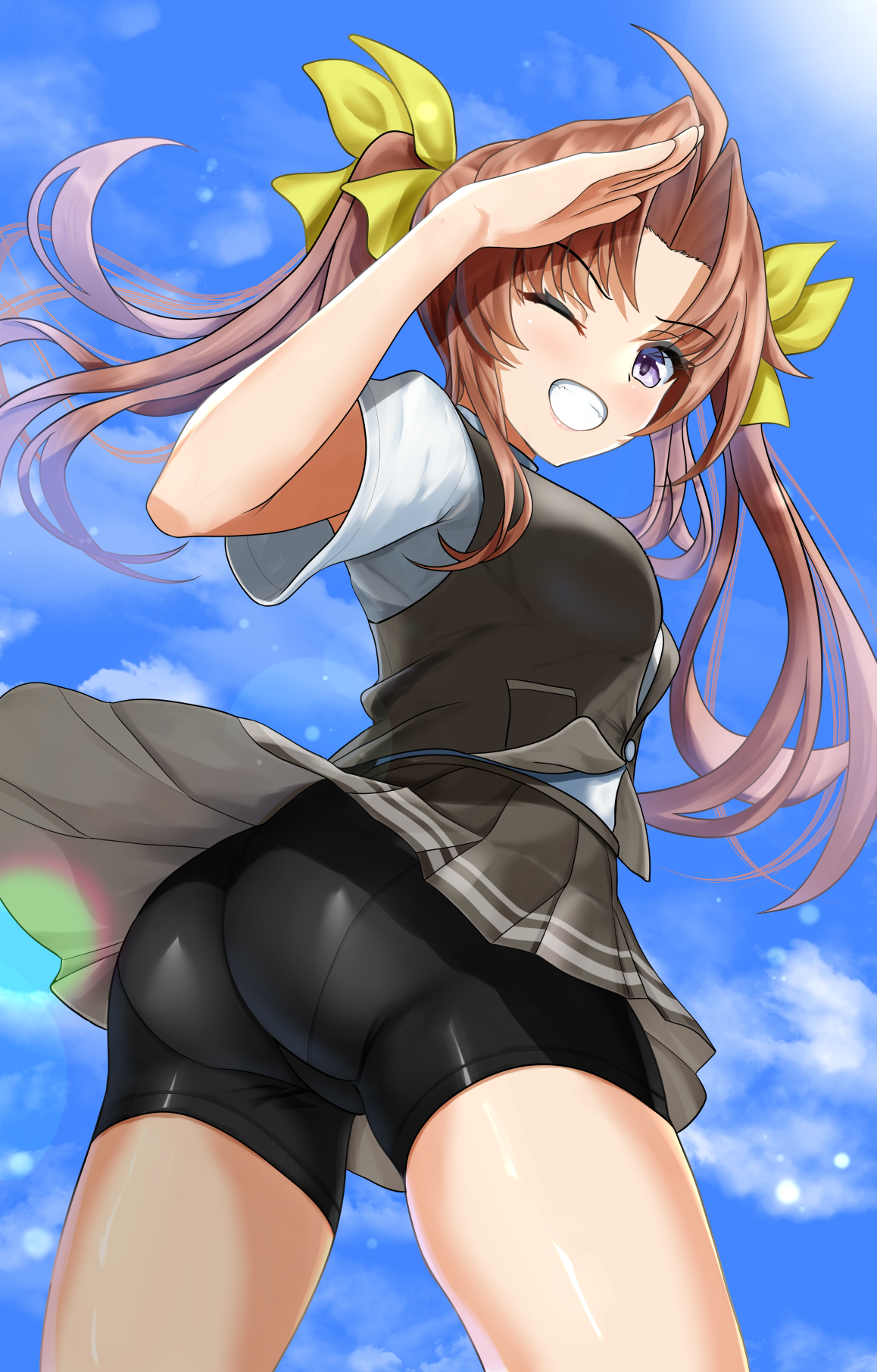 Anime 1158x1811 anime anime girls Kantai Collection Kagerou (KanColle) twintails brunette artwork digital art fan art ass upskirt