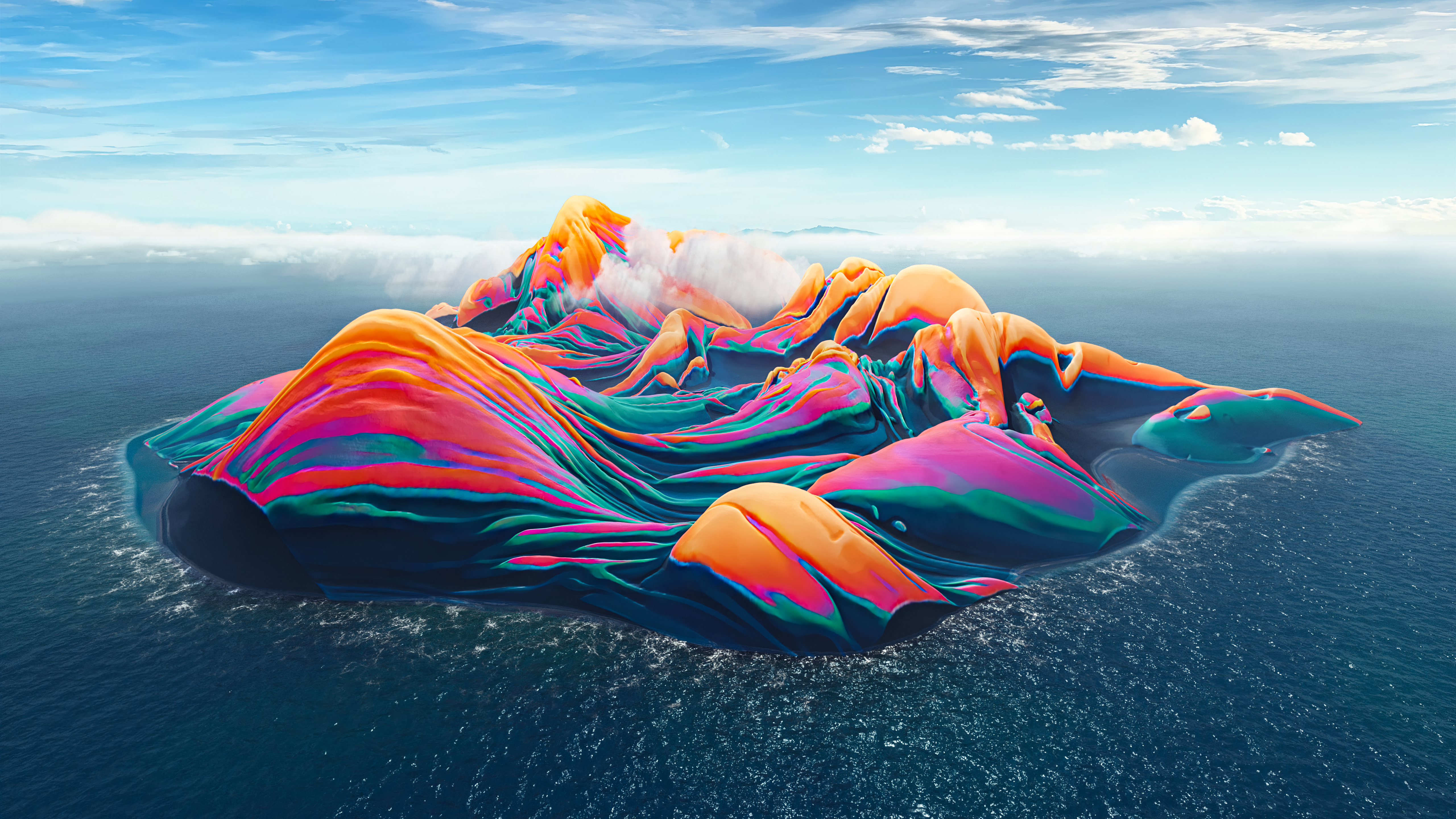 General 5120x2880 island artwork abstract 3D Abstract iridescent digital art