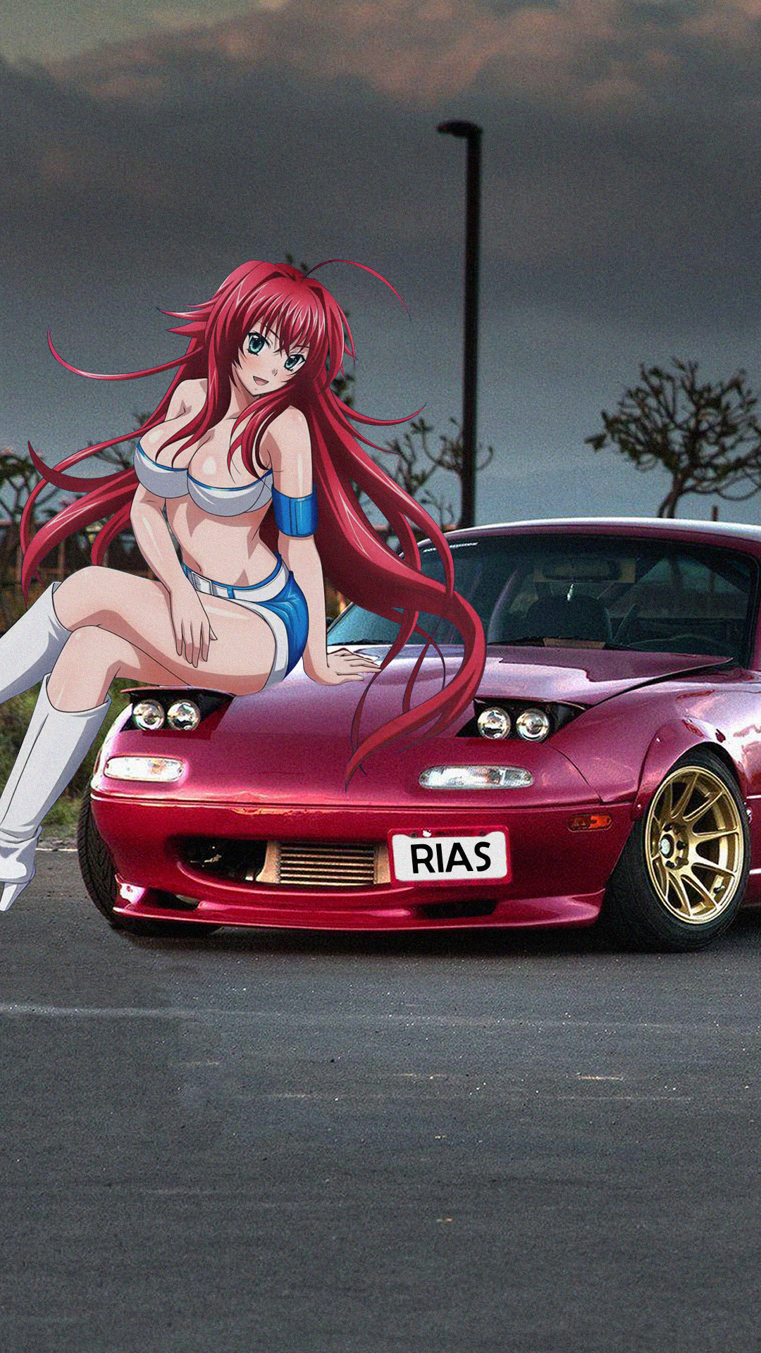 Anime 1080x1920 Gremory Rias Mazda MX-5 anime girls jdmxanime Japanese cars car