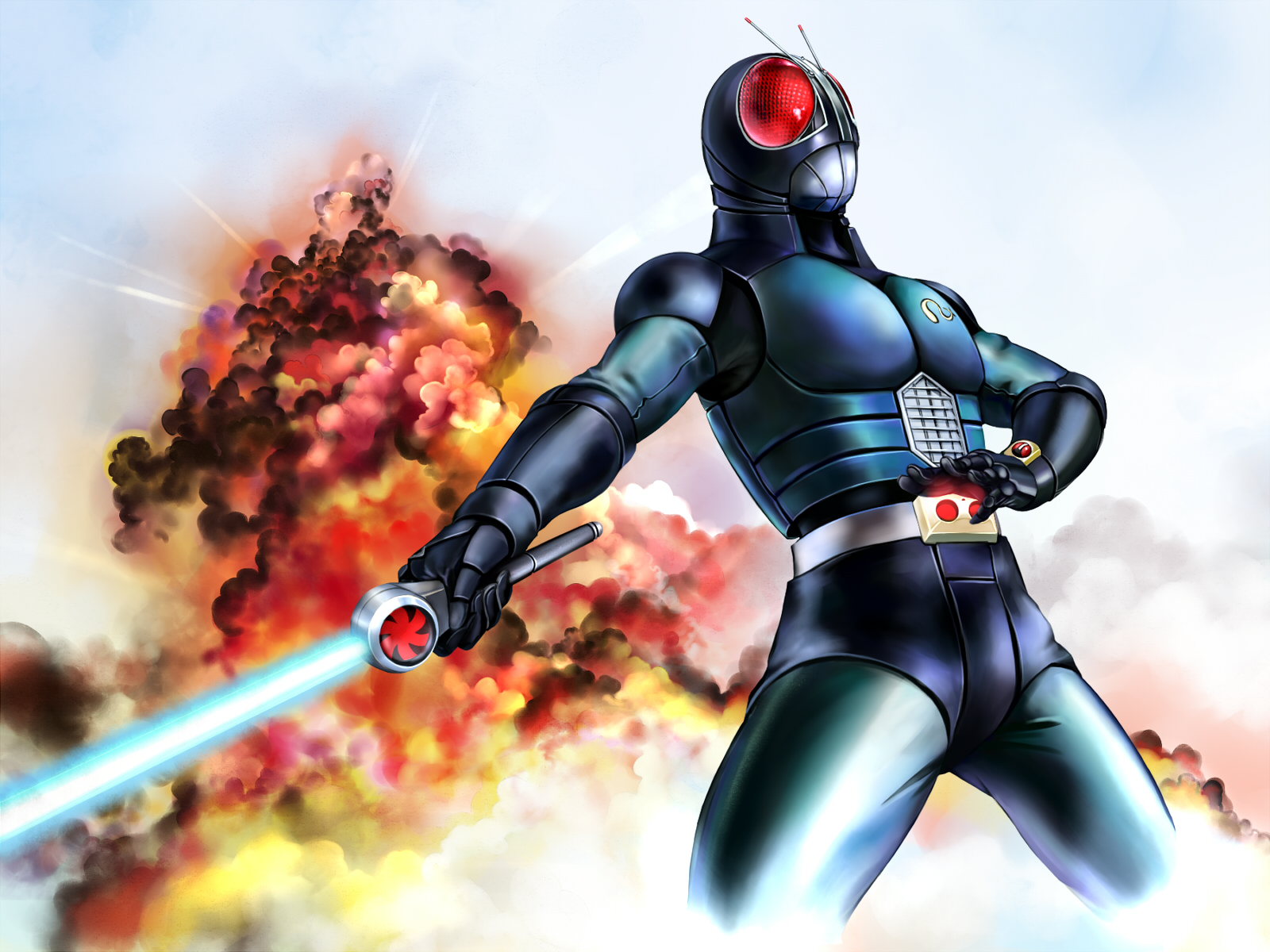 General 1600x1200 tokusatsu kamen rider Kamen Rider BLACK RX Kamen Rider Black RX (Character) solo artwork digital art fan art