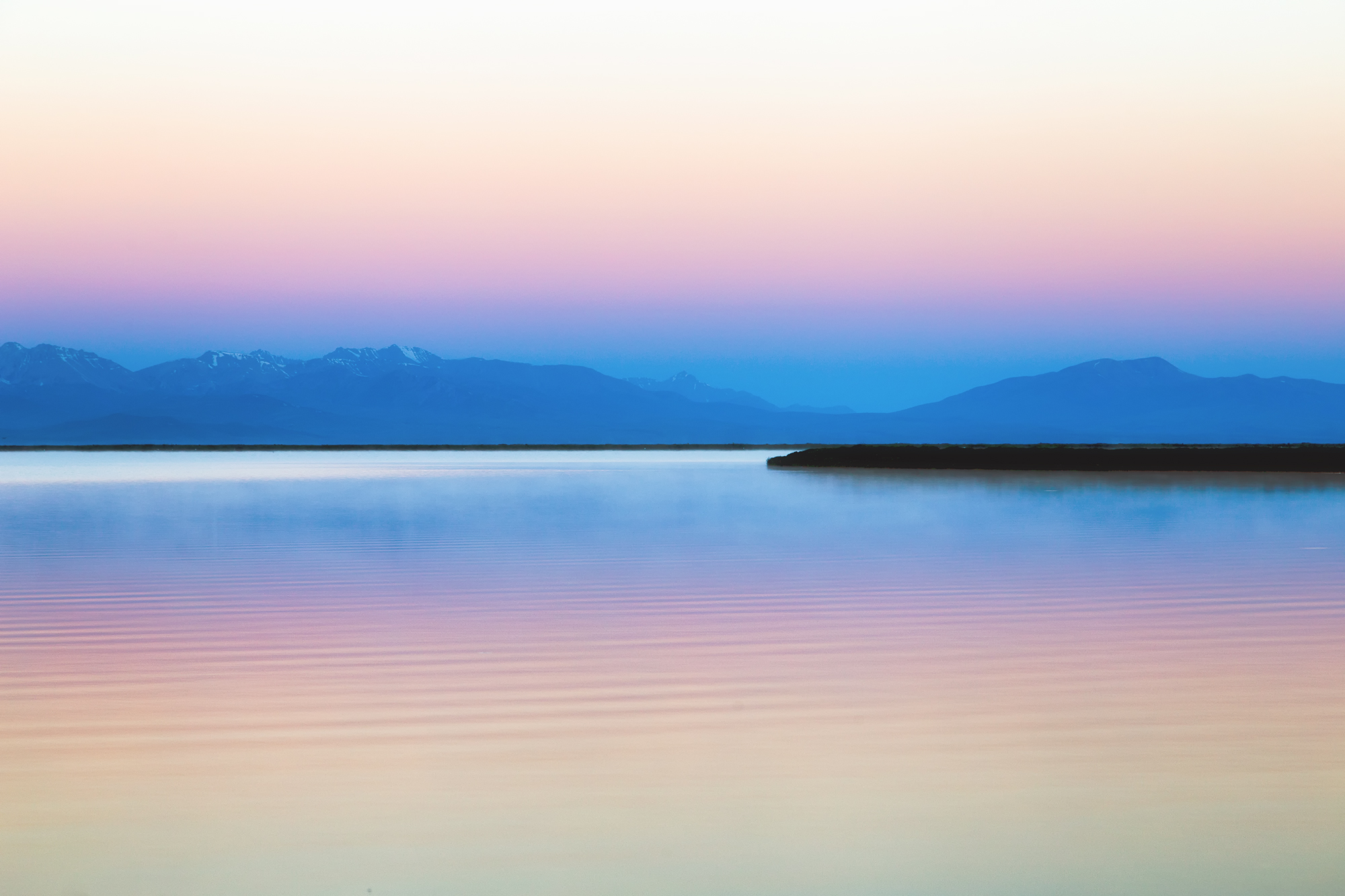 General 2000x1333 mountains sunrise silhouette bliss lake gradient nature landscape calm waters water sky low light