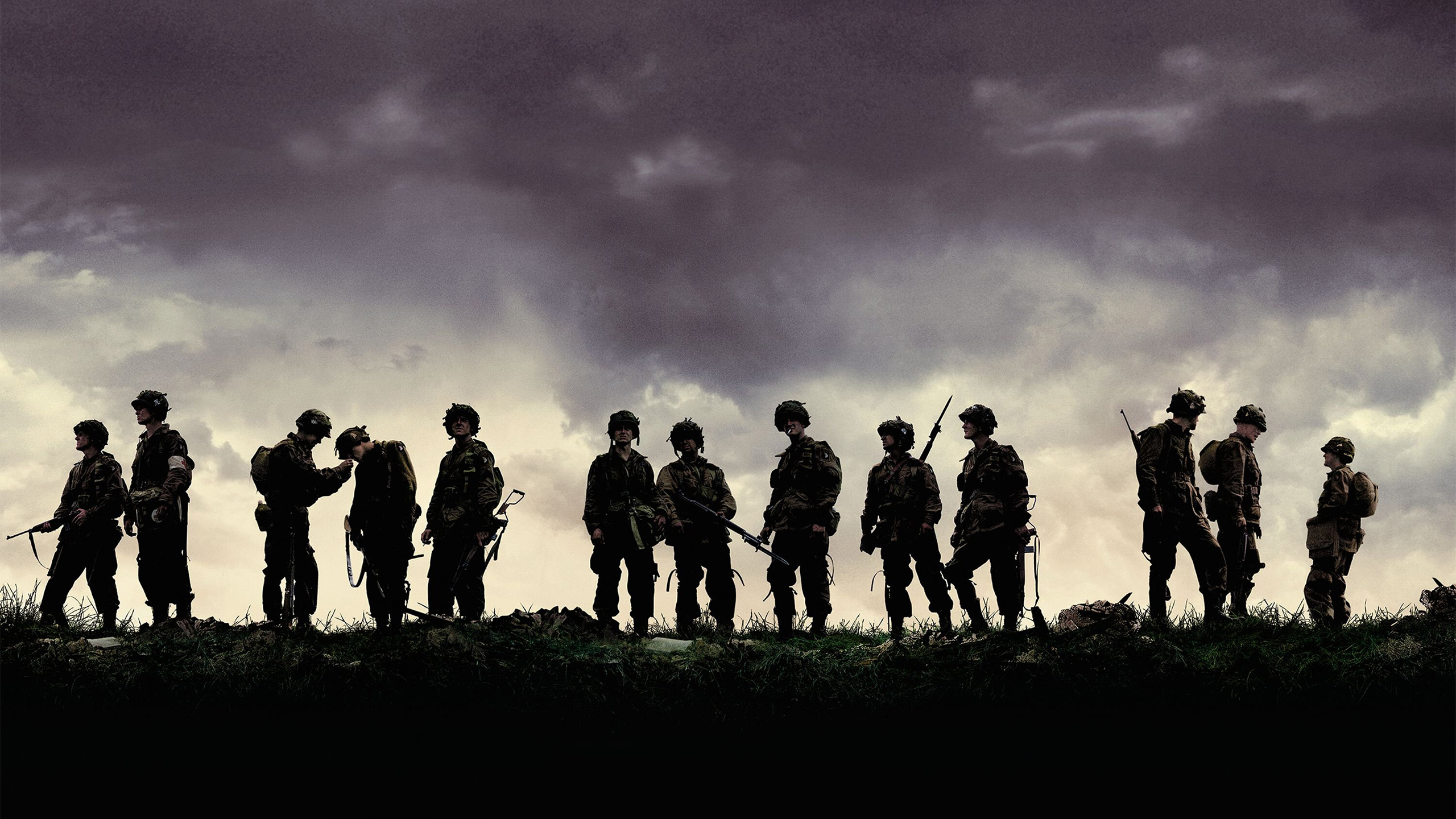 General 2560x1440 Band of Brothers World War II military army airborne HBO overcast TV series men soldier Promotional