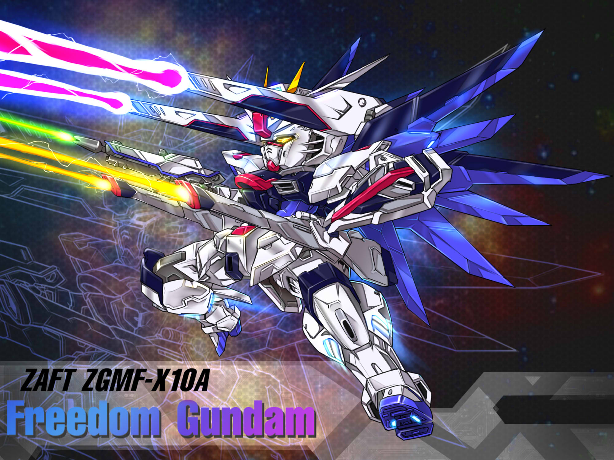 Anime 2000x1500 anime mechs Super Robot Taisen Mobile Suit Gundam SEED Gundam artwork Freedom Gundam fan art digital art