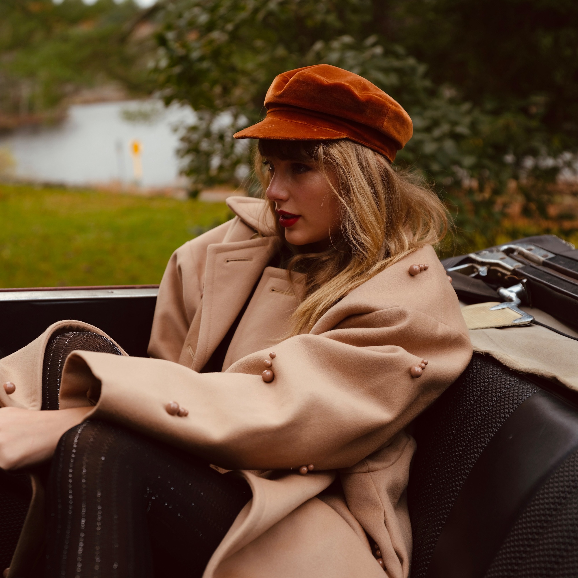 People 2000x2000 Taylor Swift women singer blonde blue eyes long hair women outdoors hat coats convertible
