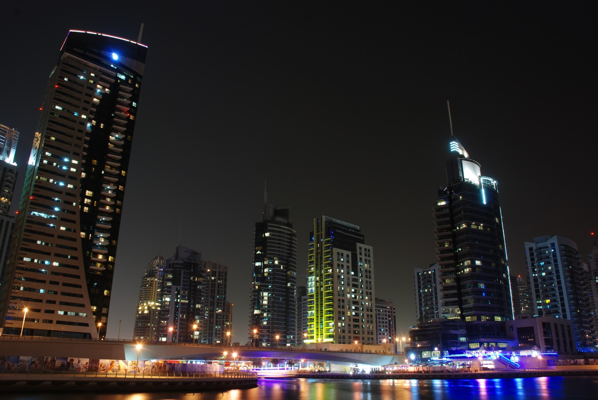 General 2048x1371 city city lights water night Dubai United Arab Emirates low light