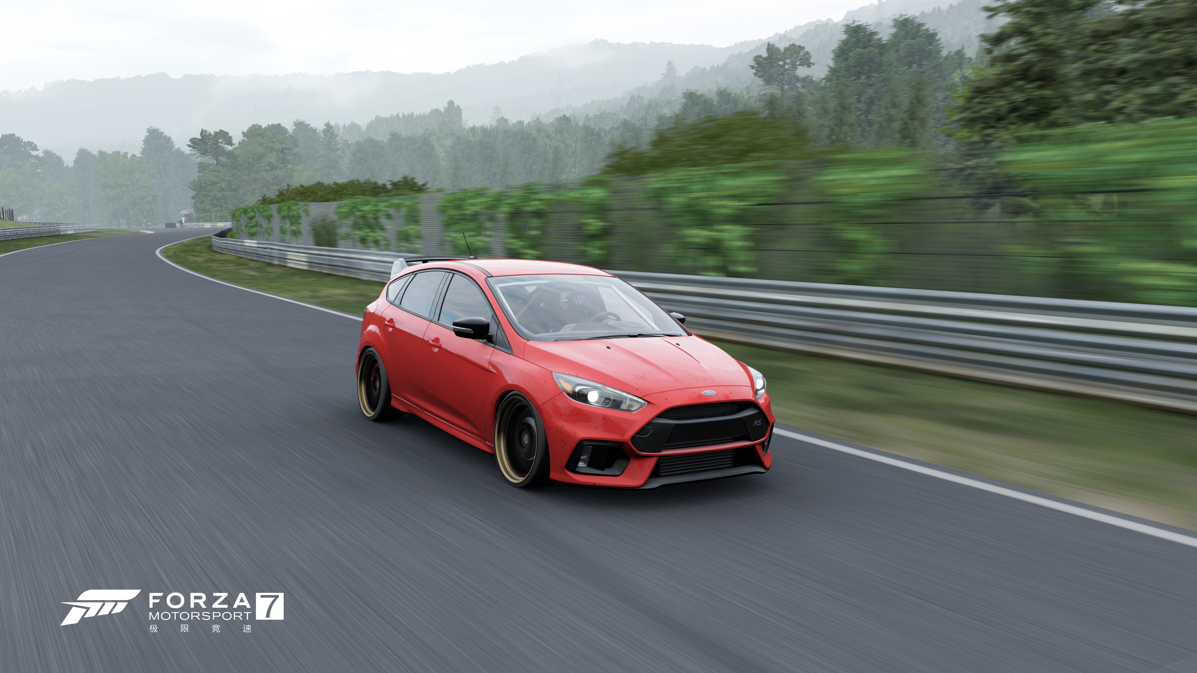 General 3840x2160 Ford Focus RS car Ford vehicle Forza Motorsport 7 video games race tracks red cars Turn 10 Studios racing