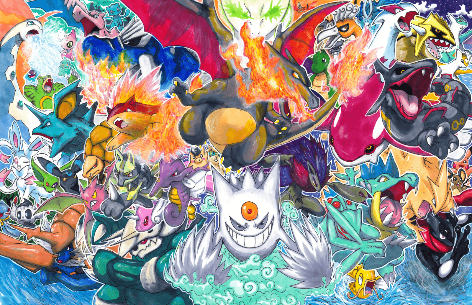 Anime 1600x1034 Pokémon Shiny Pokemon anime colorful fan art artwork
