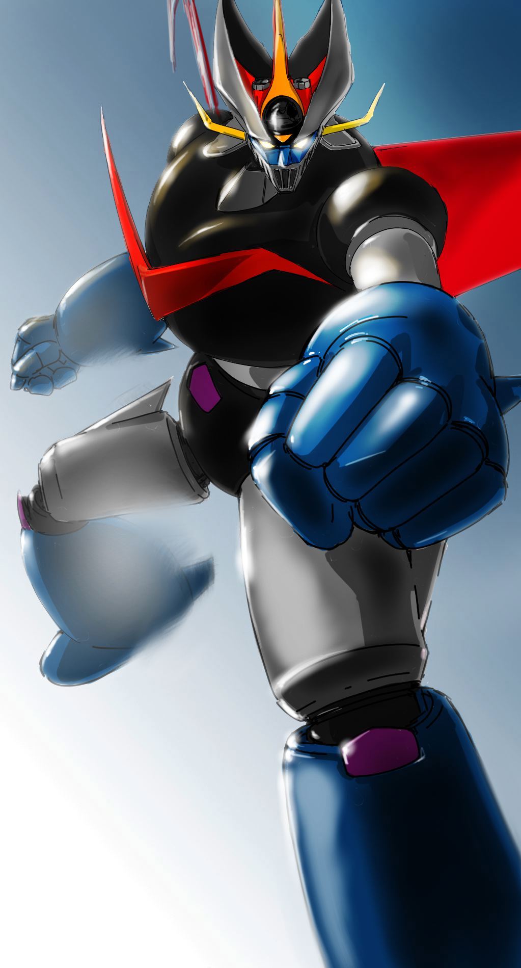 Anime 1023x1899 anime mechs Super Robot Taisen Great Mazinger (Series) Great Mazinger artwork digital art fan art