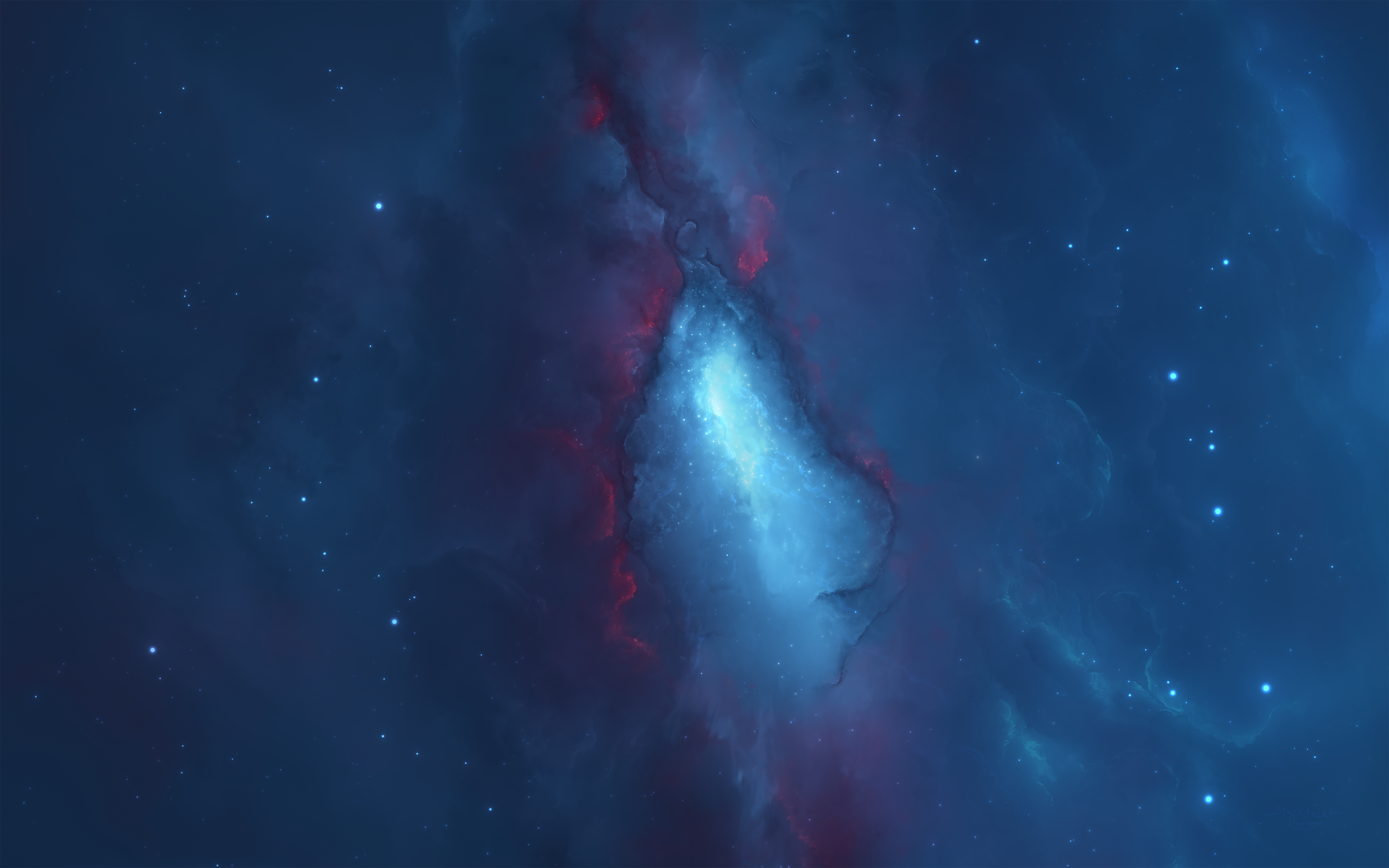 General 5120x3200 space Starkiteckt nebula blue stars digital art NoAI