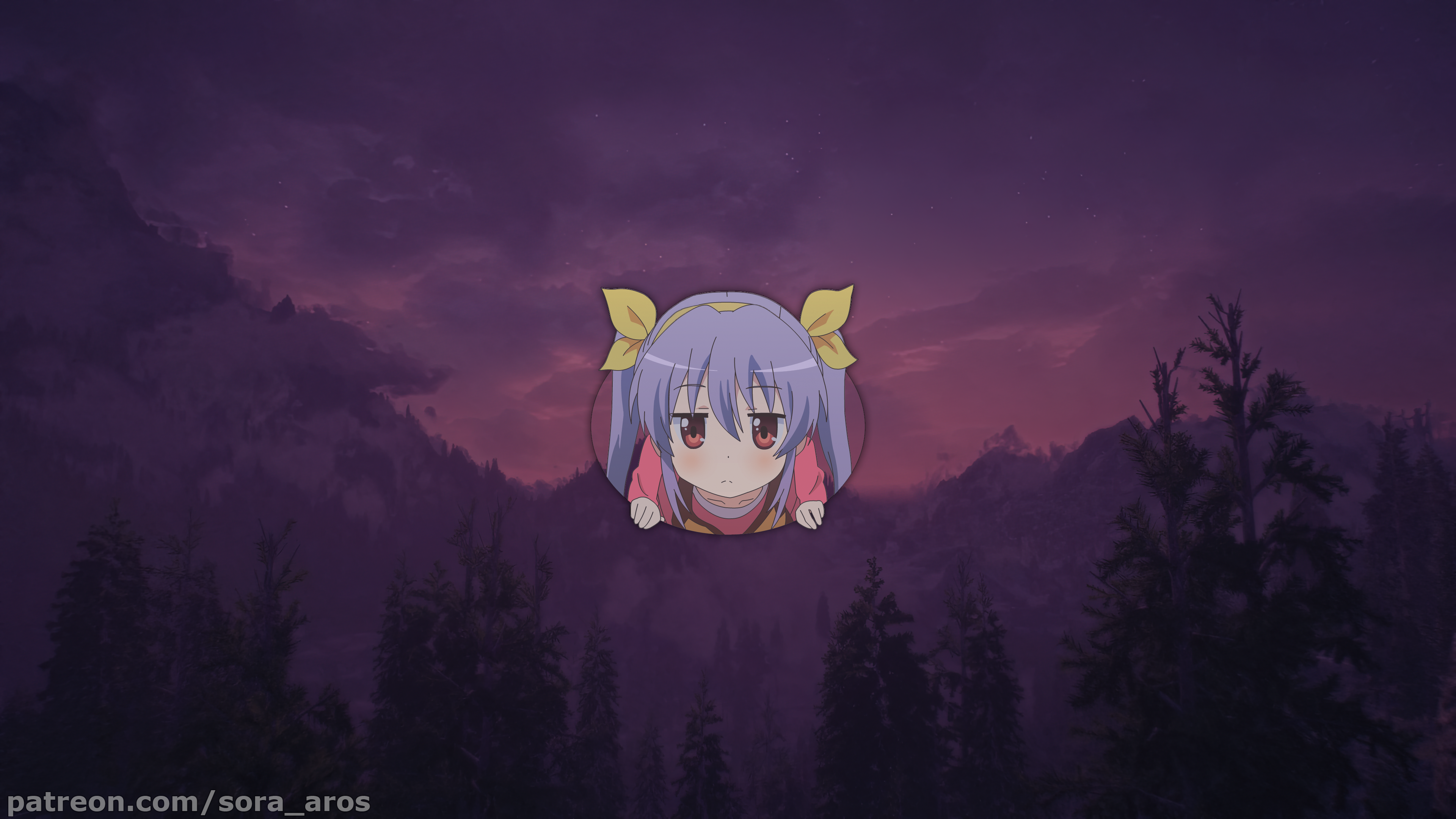 Anime 3840x2160 Non Non Biyori anime anime girls picture-in-picture forest sunset