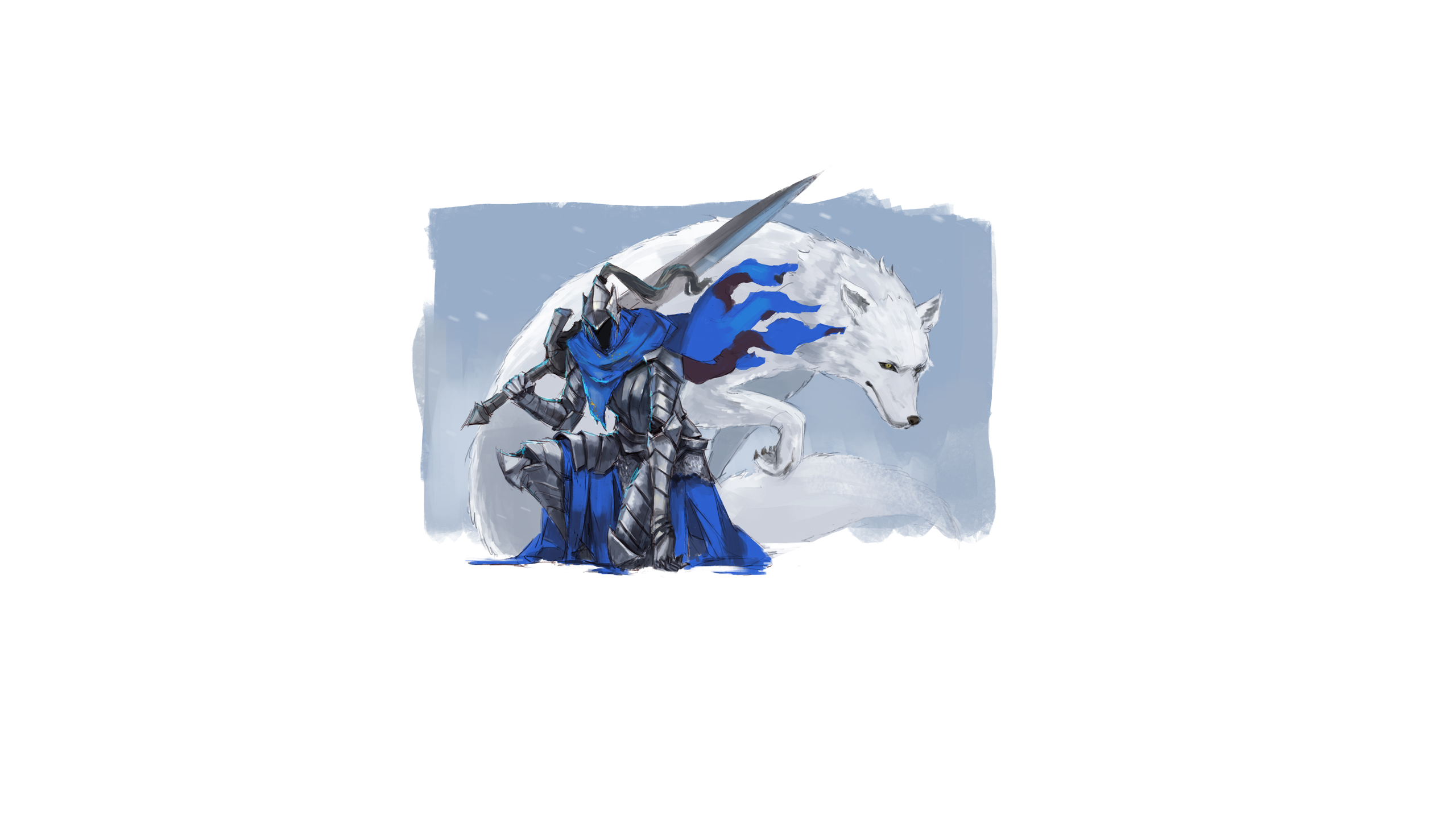 Anime 2560x1440 Dark Souls Artorias the Abysswalker Great Grey Wolf Sif armor knight sword cape Xuetu13
