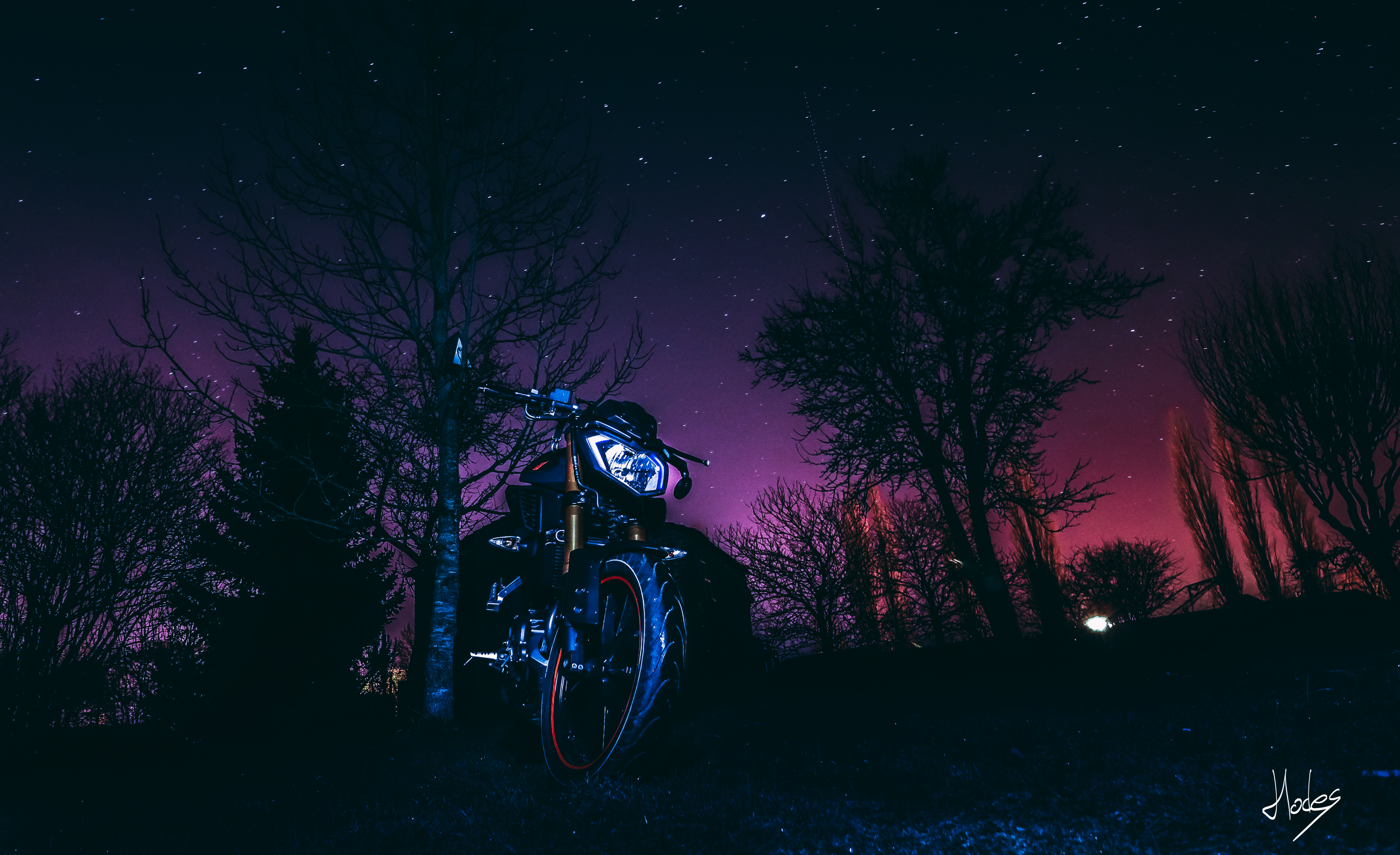 General 3134x1914 motorcycle depth of field night stars dark purple vehicle low light
