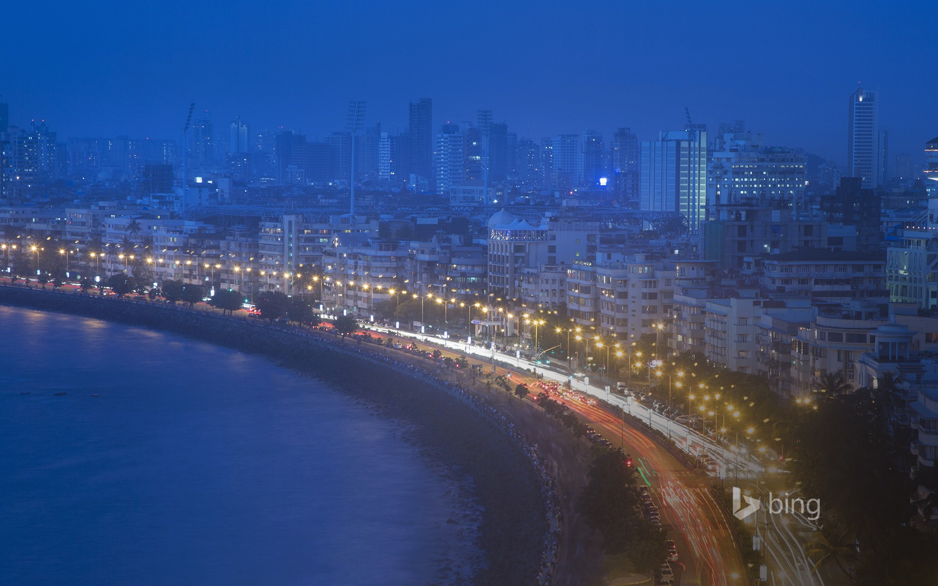 General 1920x1200 Bing city lantern night cityscape traffic water building Mumbai