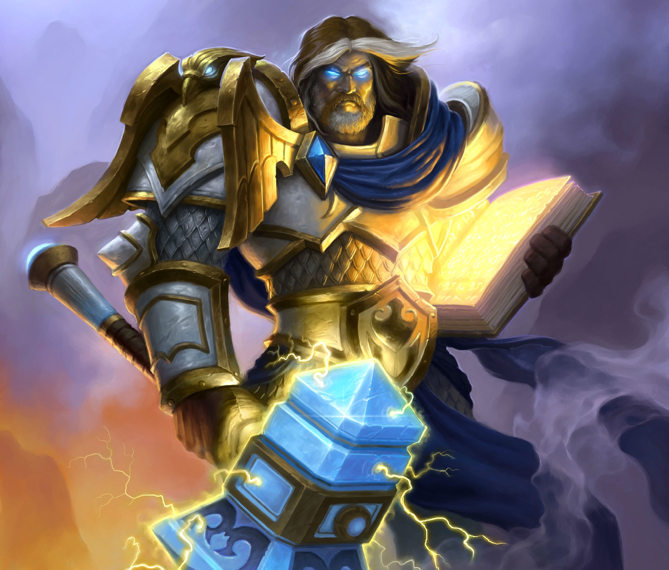 General 2700x2300 video games Hearthstone: Heroes of Warcraft Uther the Lightbringer PC gaming hammer glowing eyes video game men video game characters