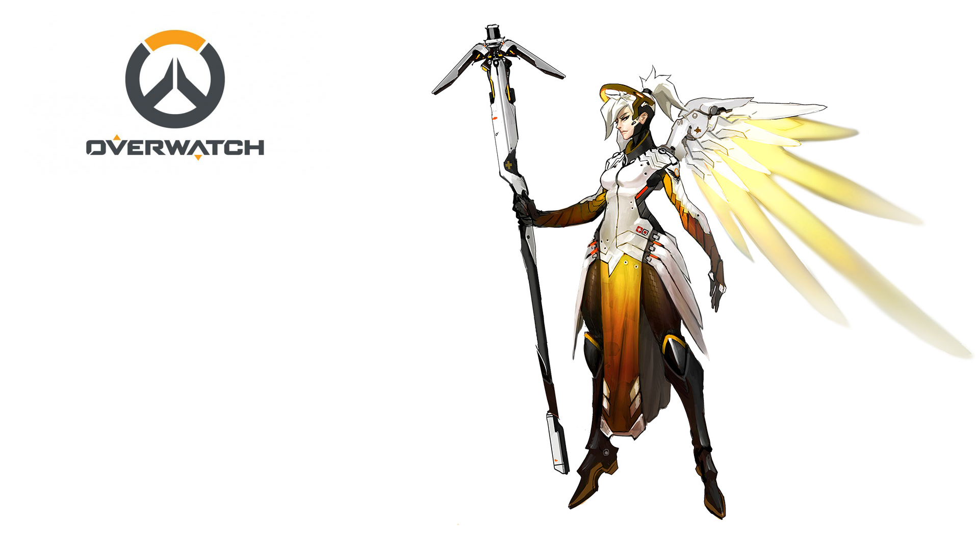 General 1920x1080 Overwatch Mercy (Overwatch) simple background PC gaming video game girls video game characters white background