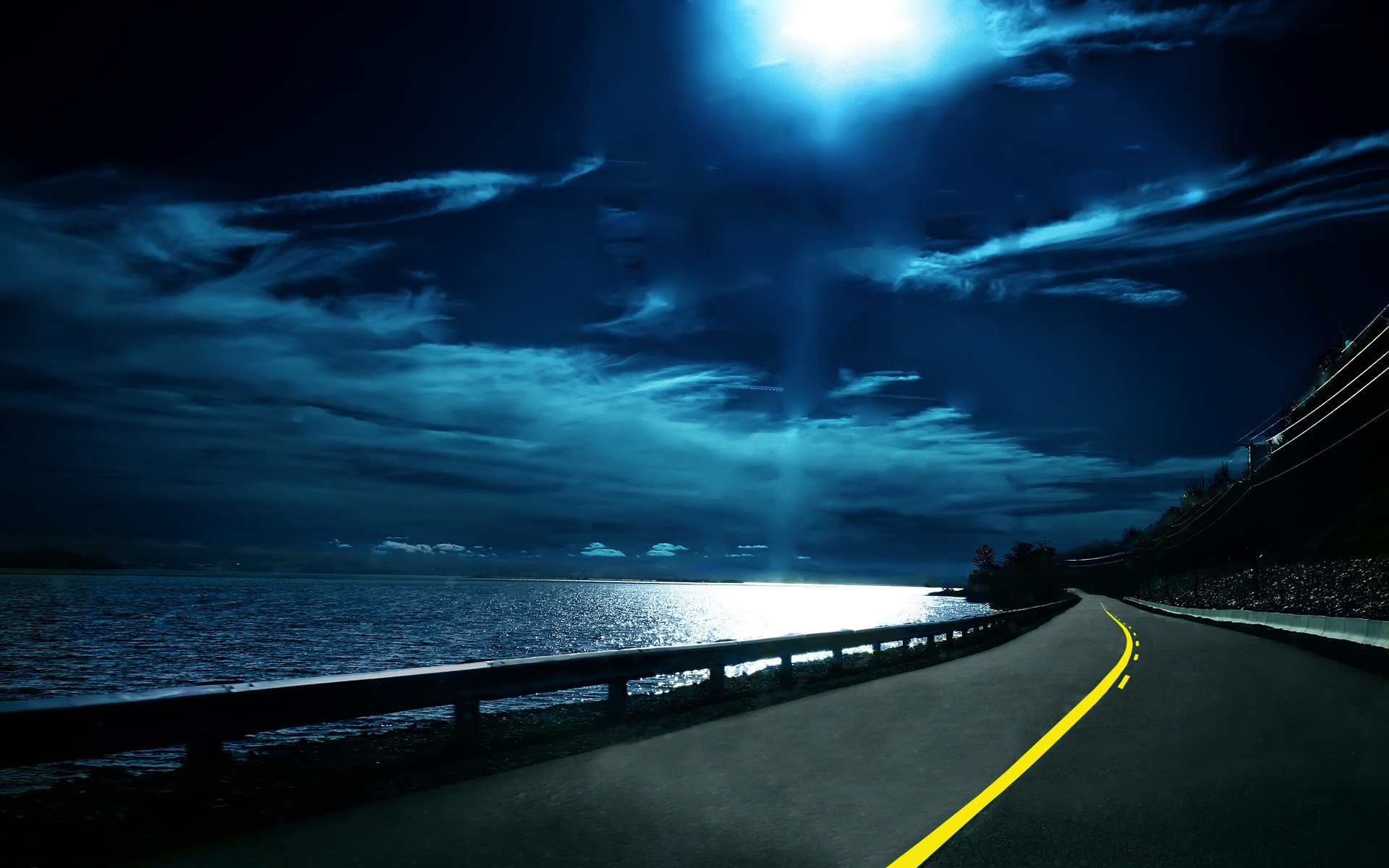 General 1920x1200 road asphalt night sky outdoors low light