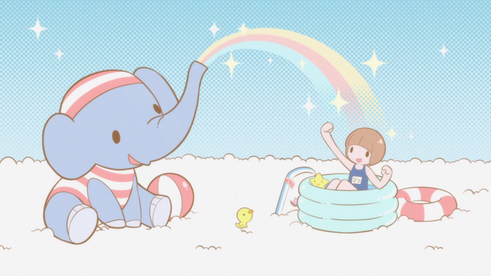 Anime 1600x900 Kill la Kill Mankanshoku Mako anime girls rainbows elephant anime