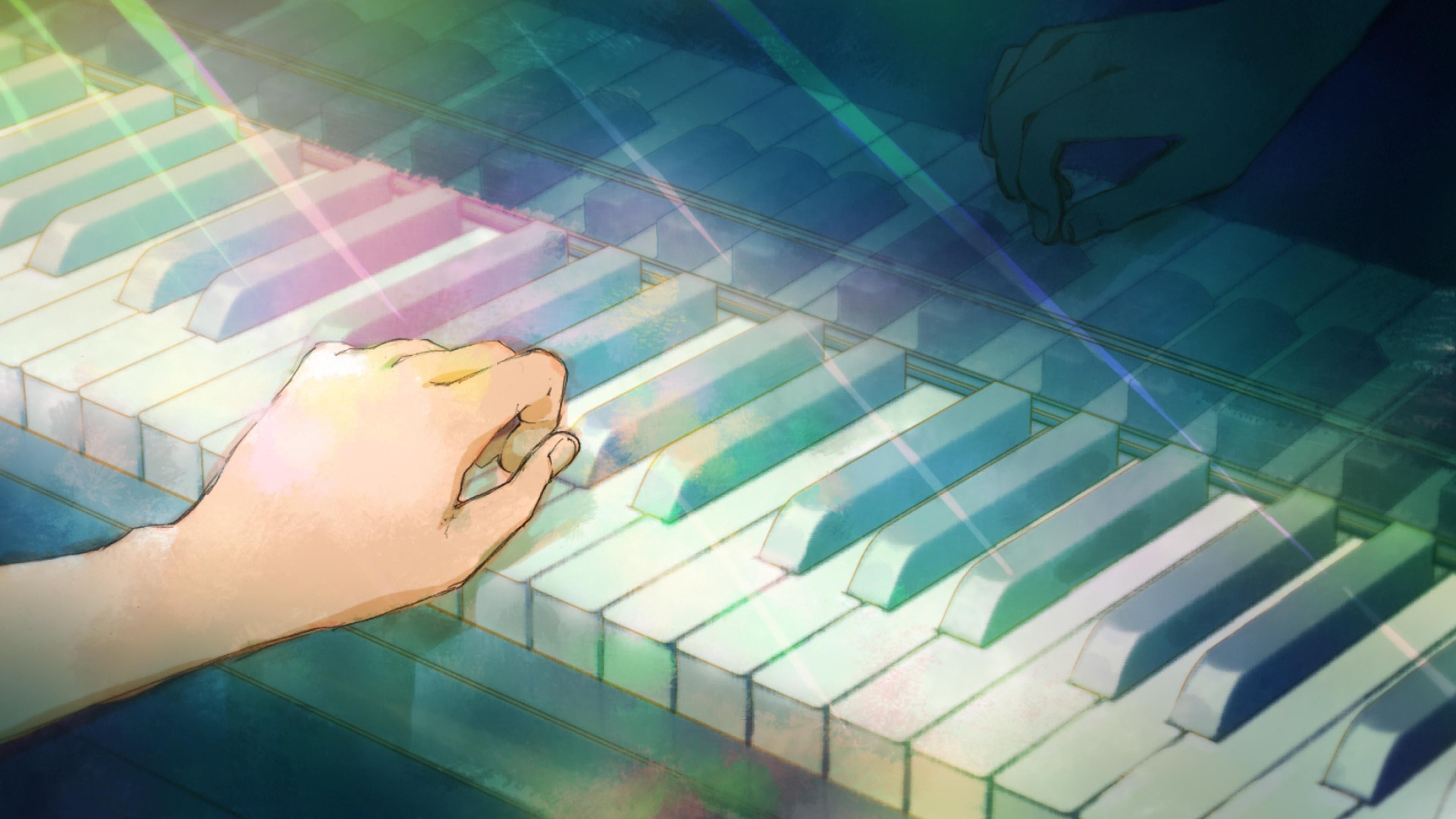 Anime 3840x2160 piano anime musical instrument hands reflection