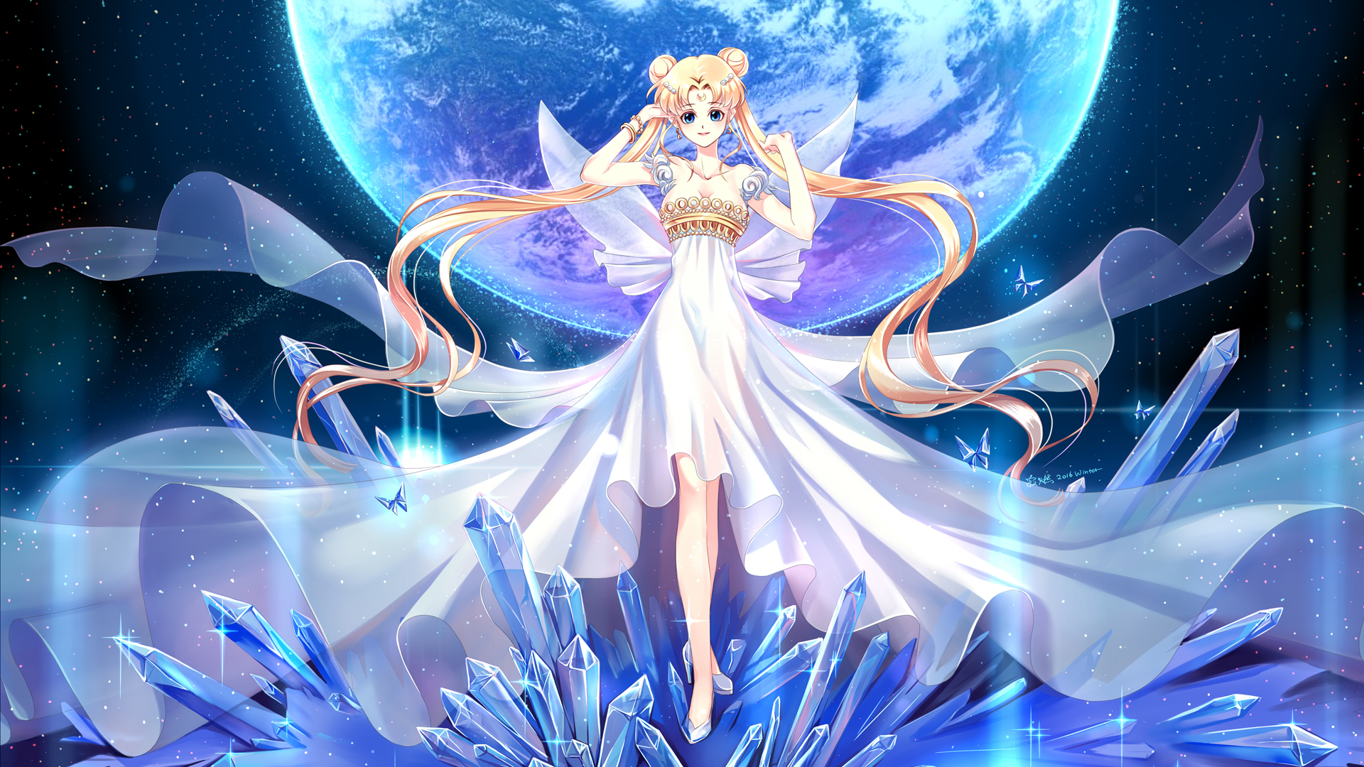 Anime 1920x1080 Sailor Moon princess crystal  Moon twintails