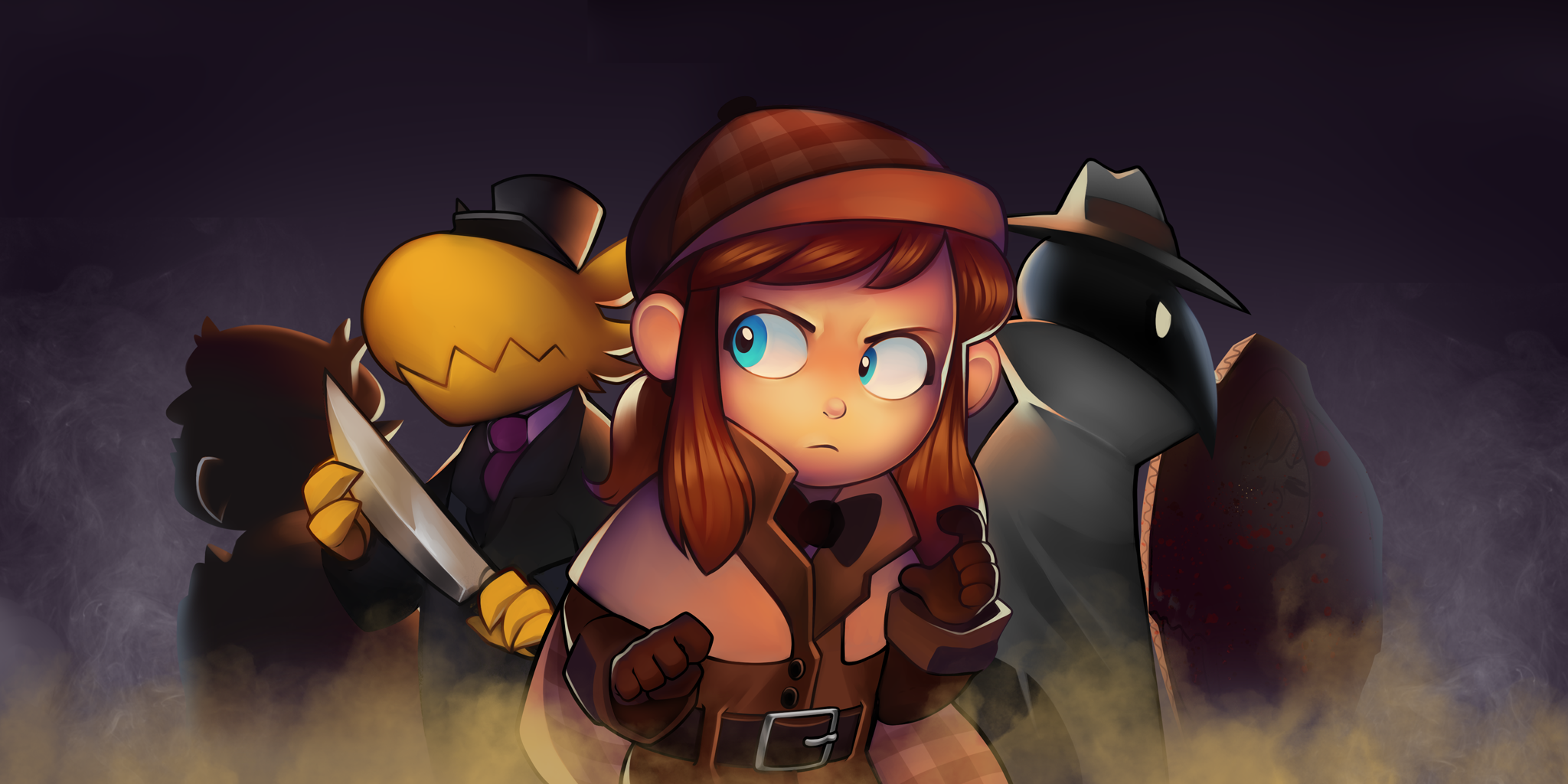 General 2048x1024 video games A Hat In Time blue eyes knife