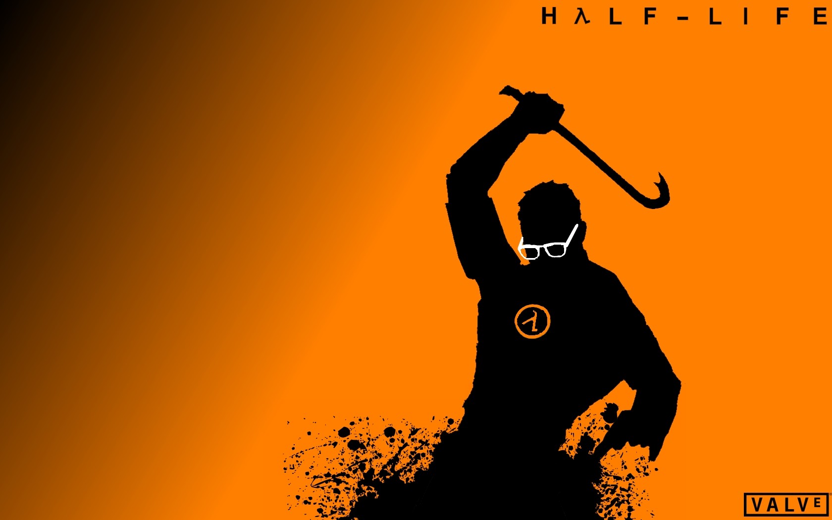 General 1680x1050 Half-Life Half-Life 2 Gordon Freeman video games video game characters fan art crowbar orange background simple background PC gaming Valve Corporation