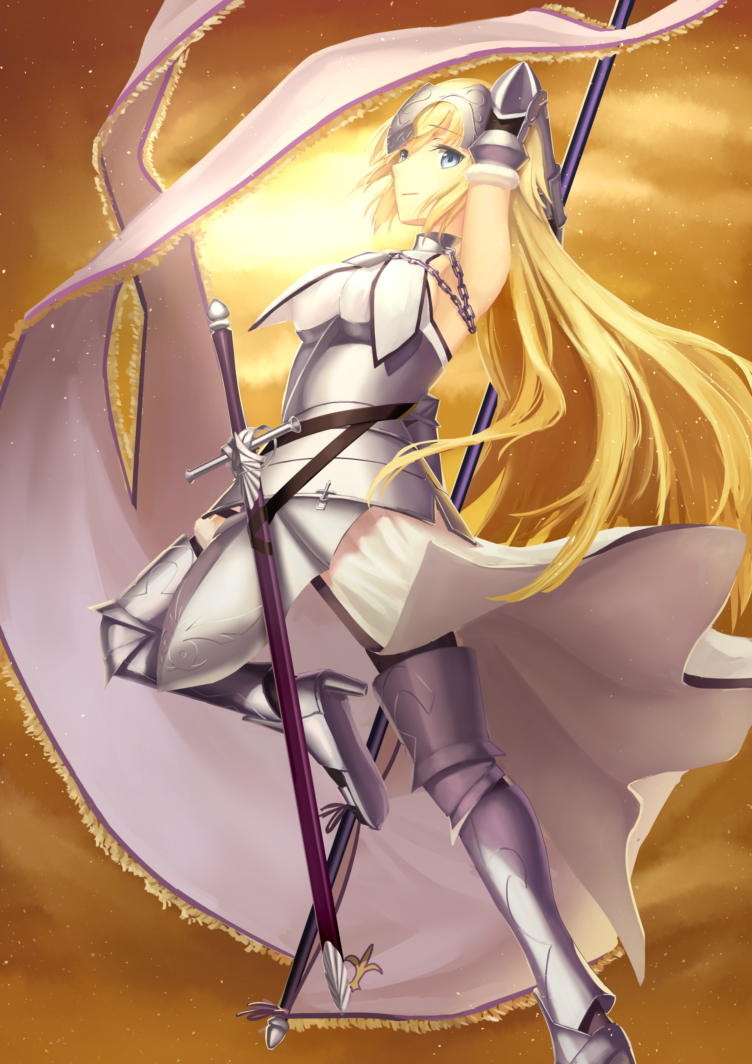 Anime 2894x4093 anime anime girls Fate/Grand Order long hair blonde armor sword Fate series Fate/Apocrypha  Jeanne d'Arc (Fate) Ccjn Pixiv women with swords fantasy art fantasy girl fantasy armor