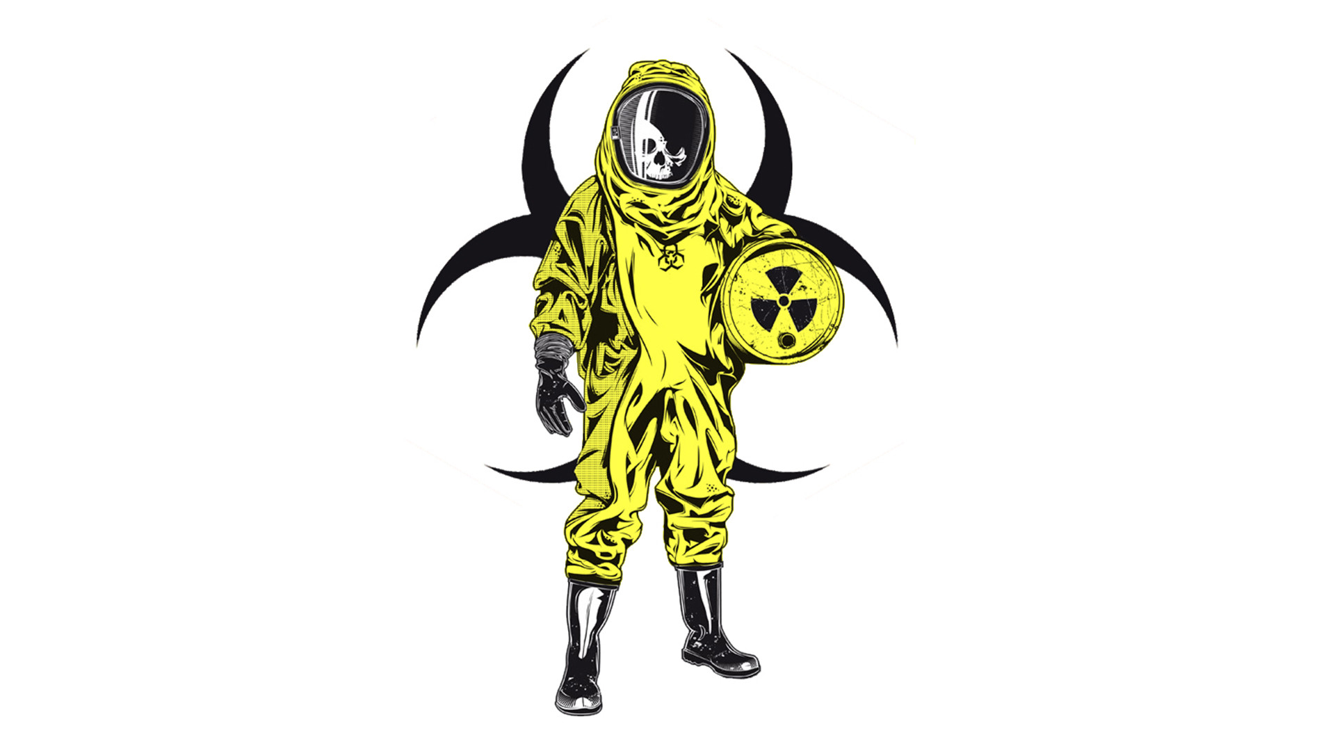 General 1920x1080 nuclear biohazard skull simple background digital art