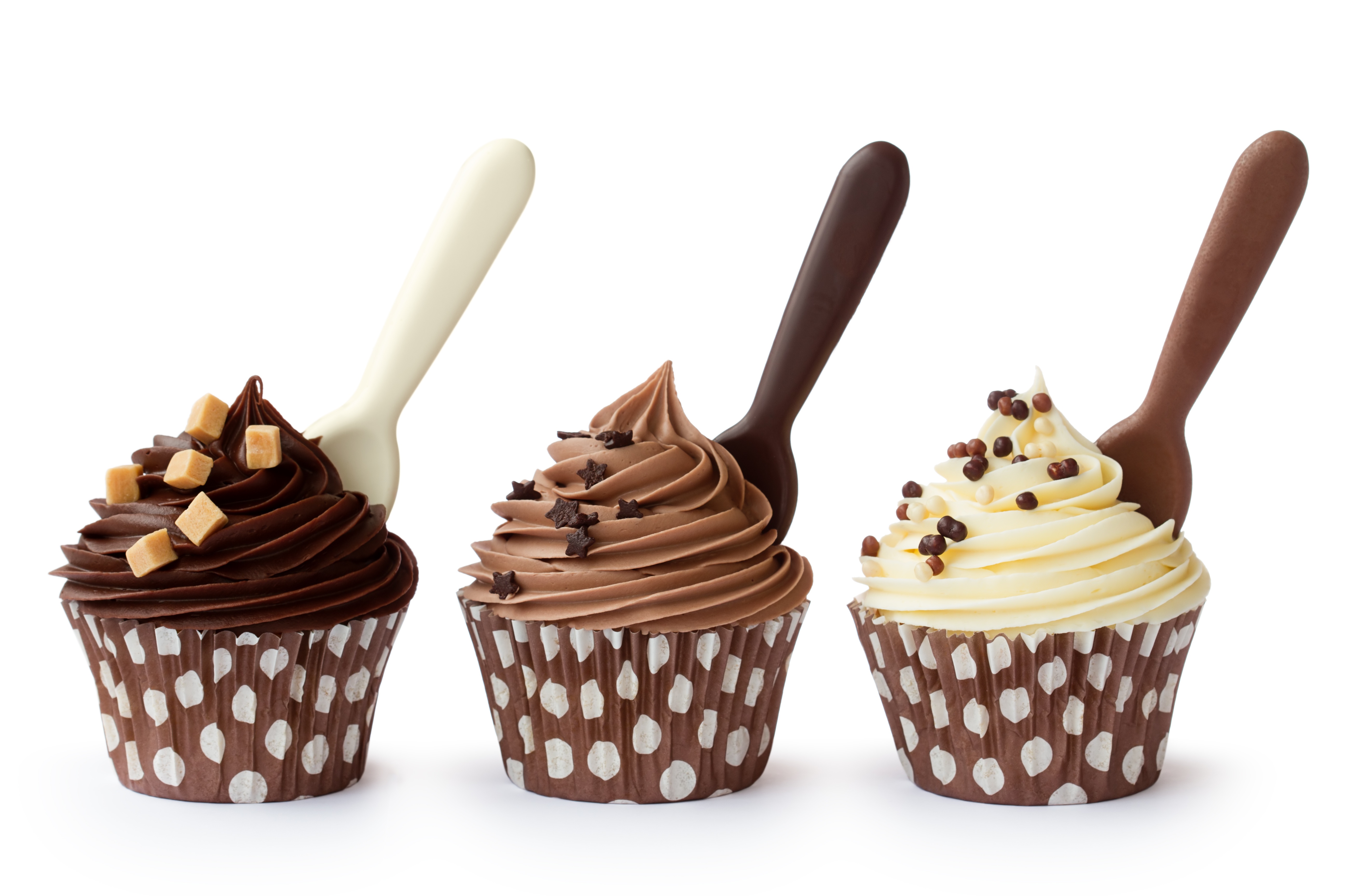 General 5184x3456 food sweets spoon chocolate cupcakes simple background closeup