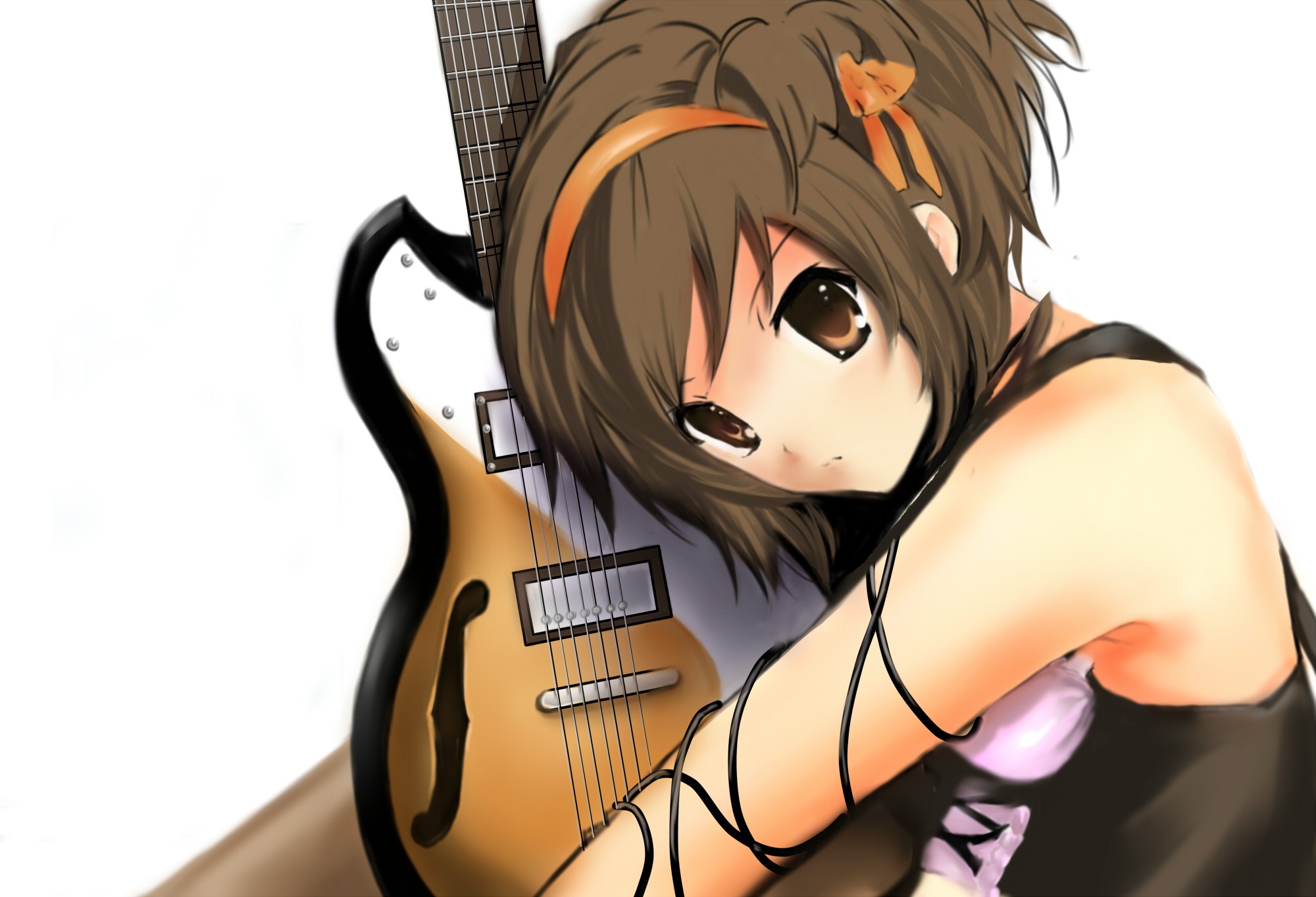 Anime 2000x1363 anime The Melancholy of Haruhi Suzumiya guitar anime girls
