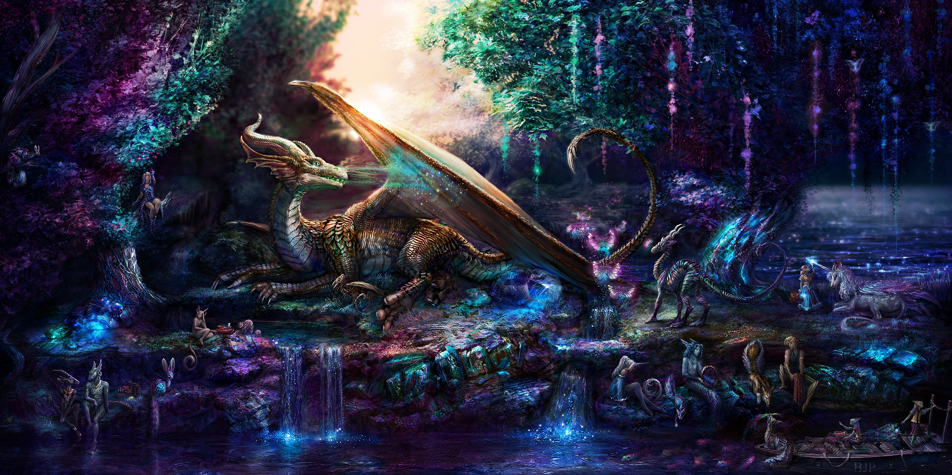 General 3240x1617 dragon fantasy art animals digital art