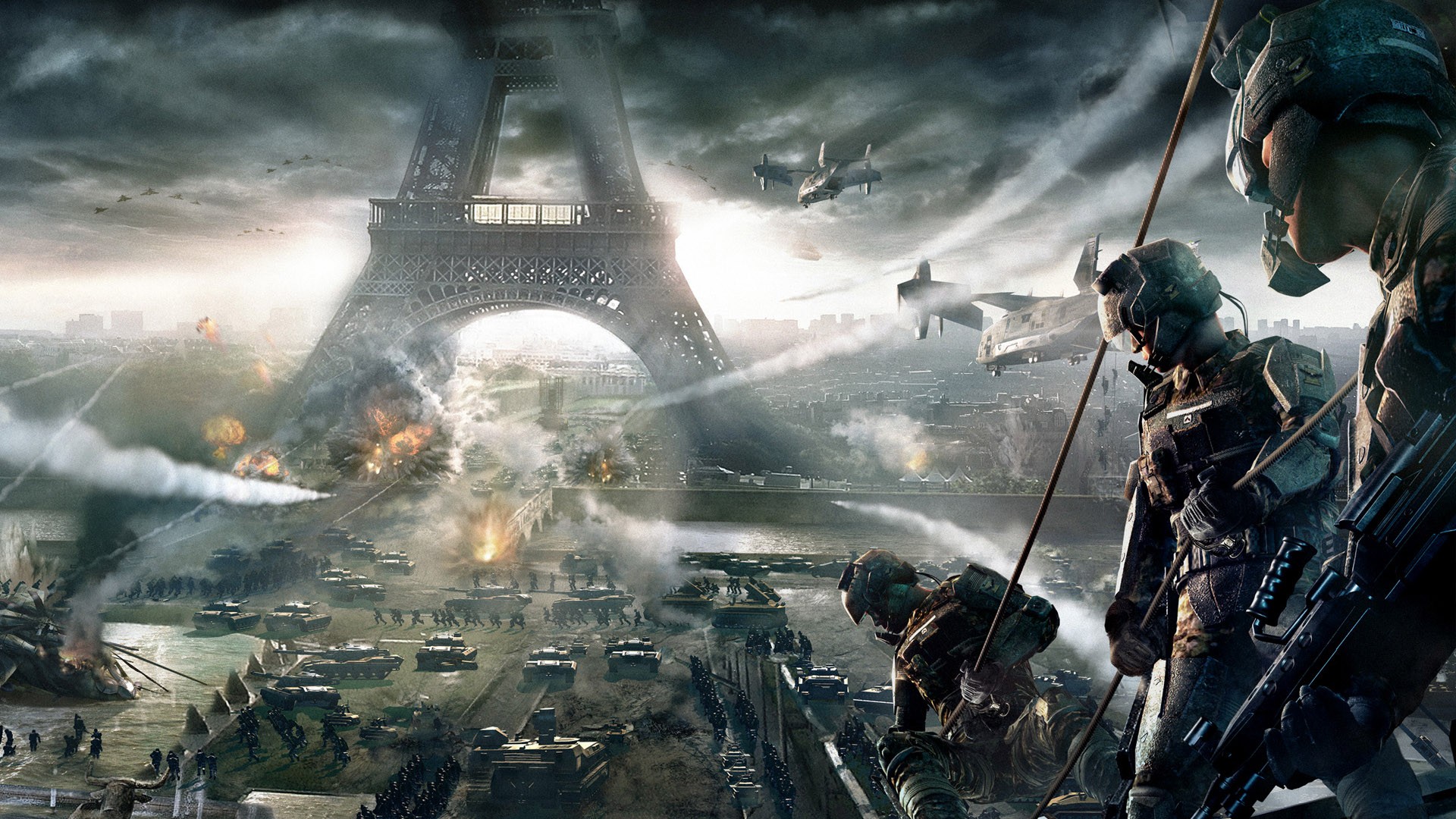 General 1920x1080 video games Tom Clancy's EndWar Online Paris video game art Call of Duty Eiffel Tower battle war PC gaming military