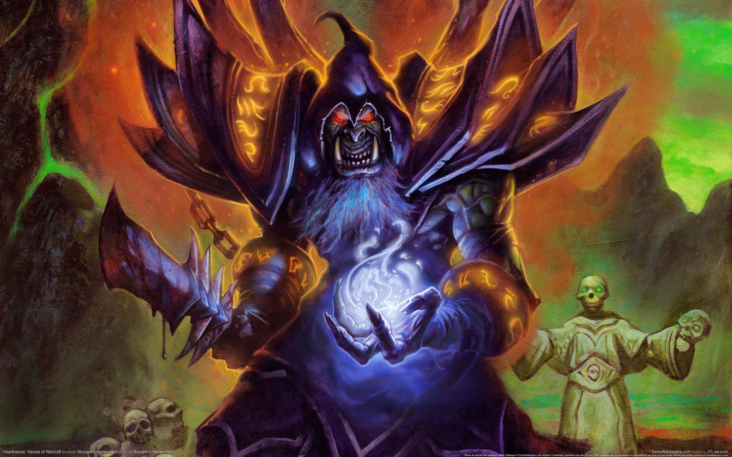 General 2560x1600 Hearthstone Warlock PC gaming video games glowing eyes Hearthstone: Heroes of Warcraft