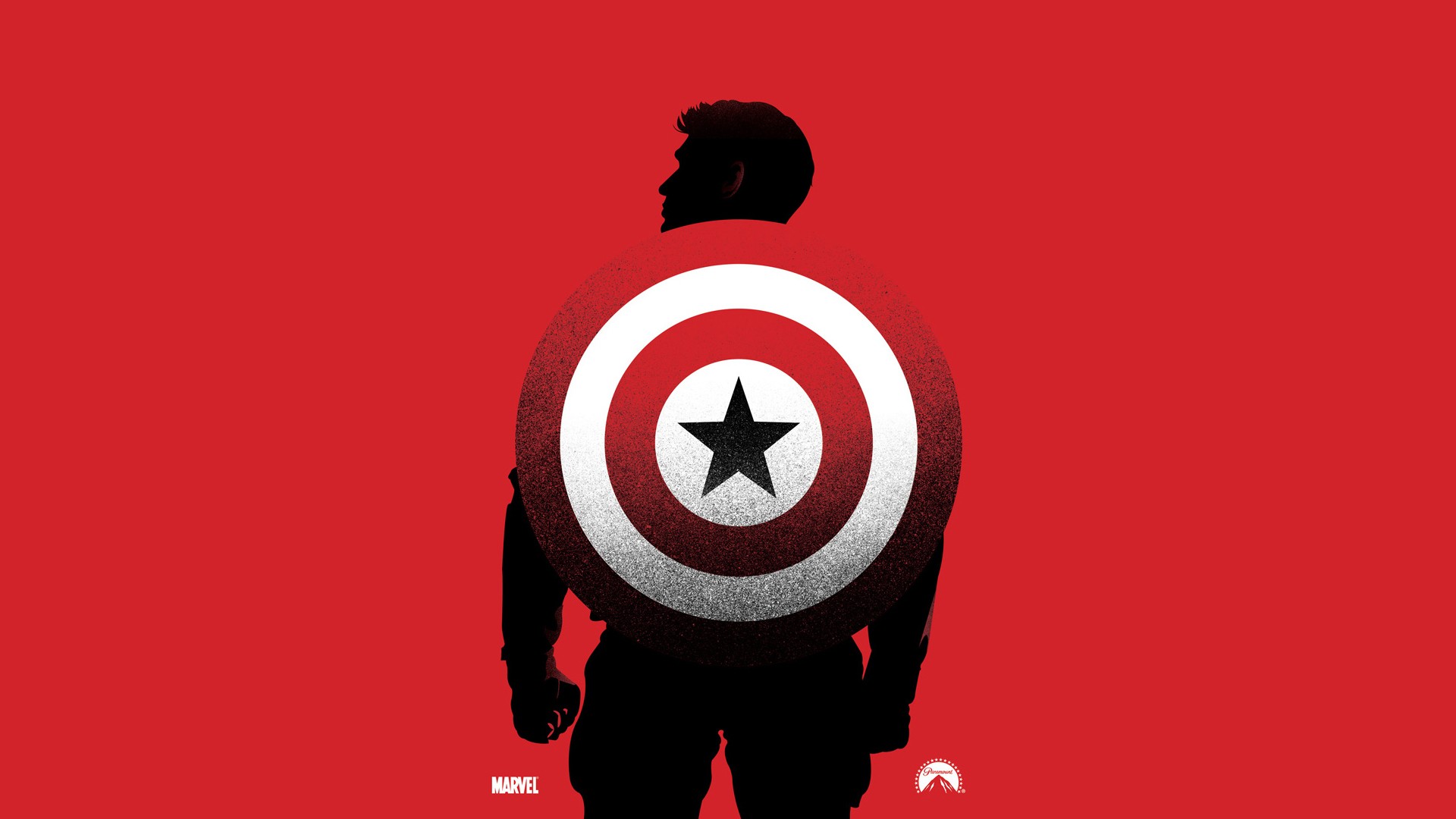 General 1920x1080 Captain America movies superhero Marvel Cinematic Universe red background simple background silhouette shield men Paramount