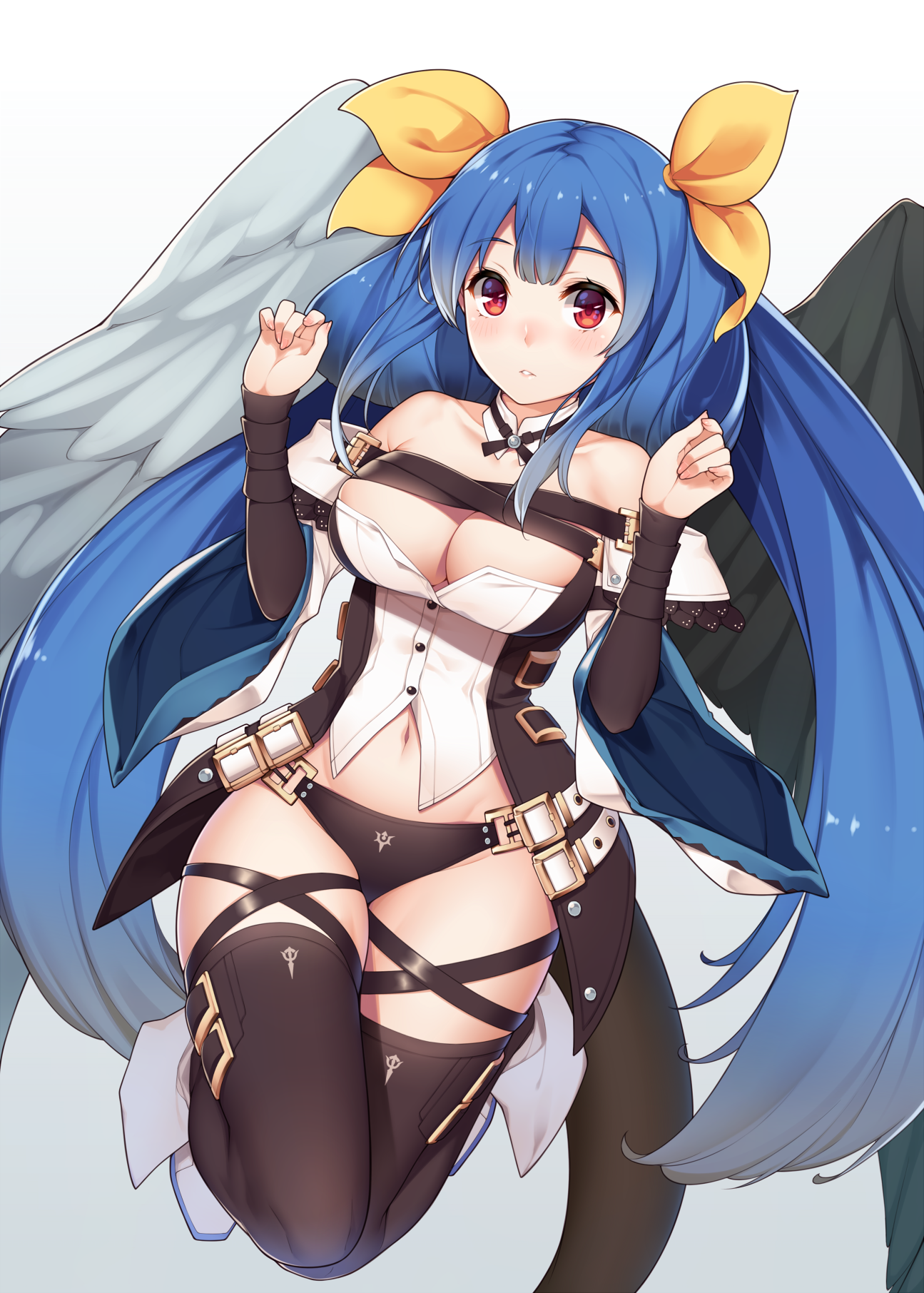 Anime 1295x1812 Dizzy (Guilty Gear) Guilty Gear cleavage thigh-highs wings blue hair