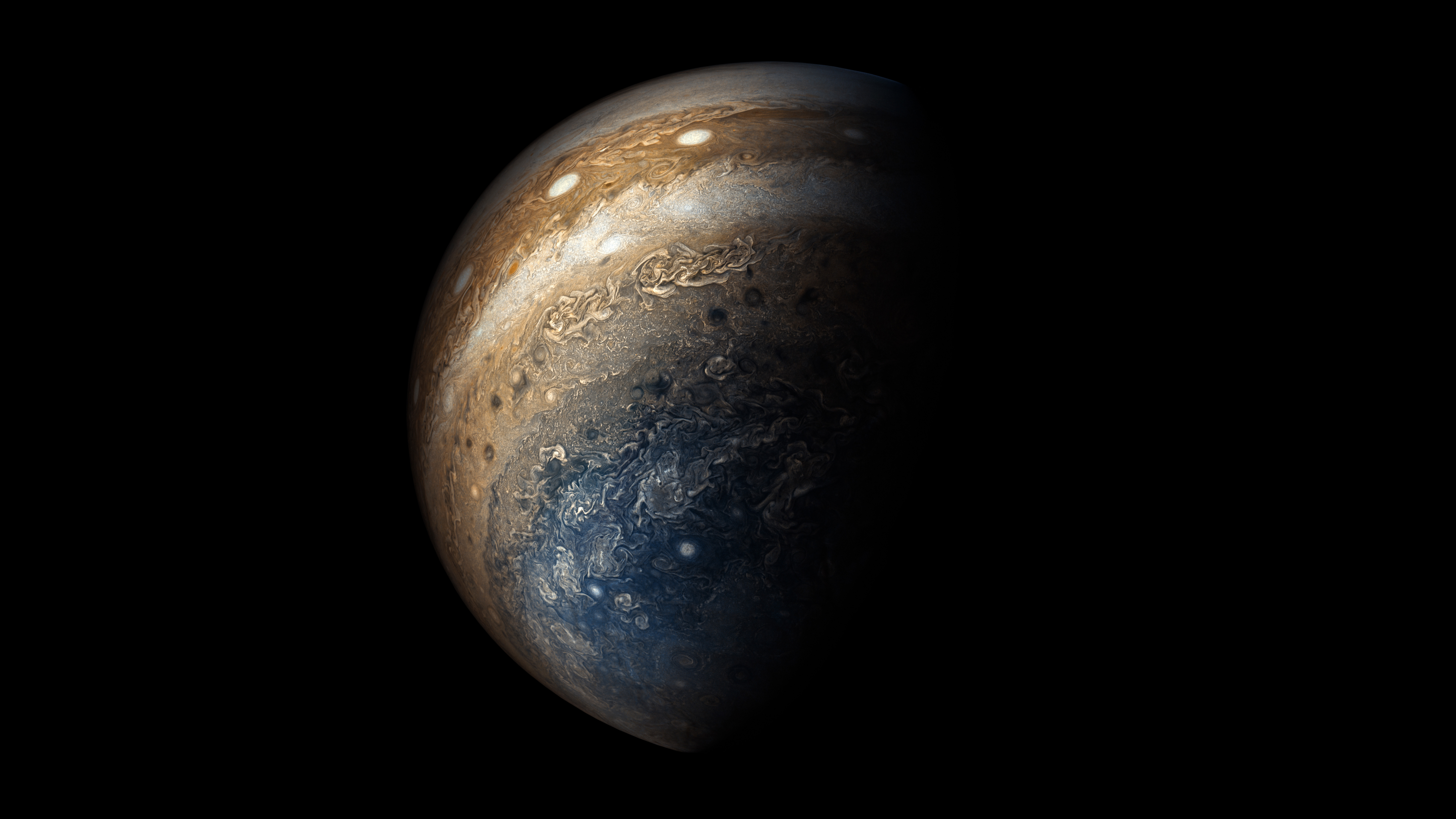 General 7680x4320 Jupiter planet space NASA science dark blue brown universe Solar System