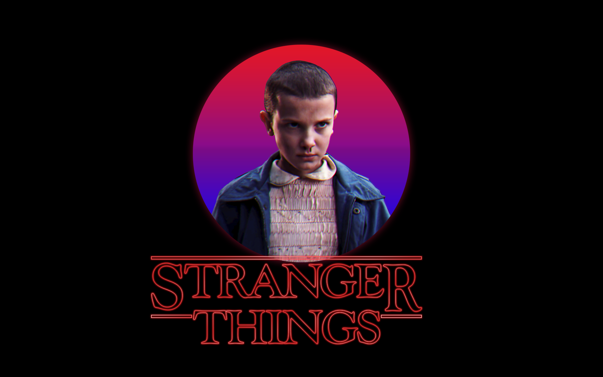 General 1920x1200 Stranger Things typography 1980s neon texture Millie Bobby Brown Eleven black background nosebleed digital art simple background