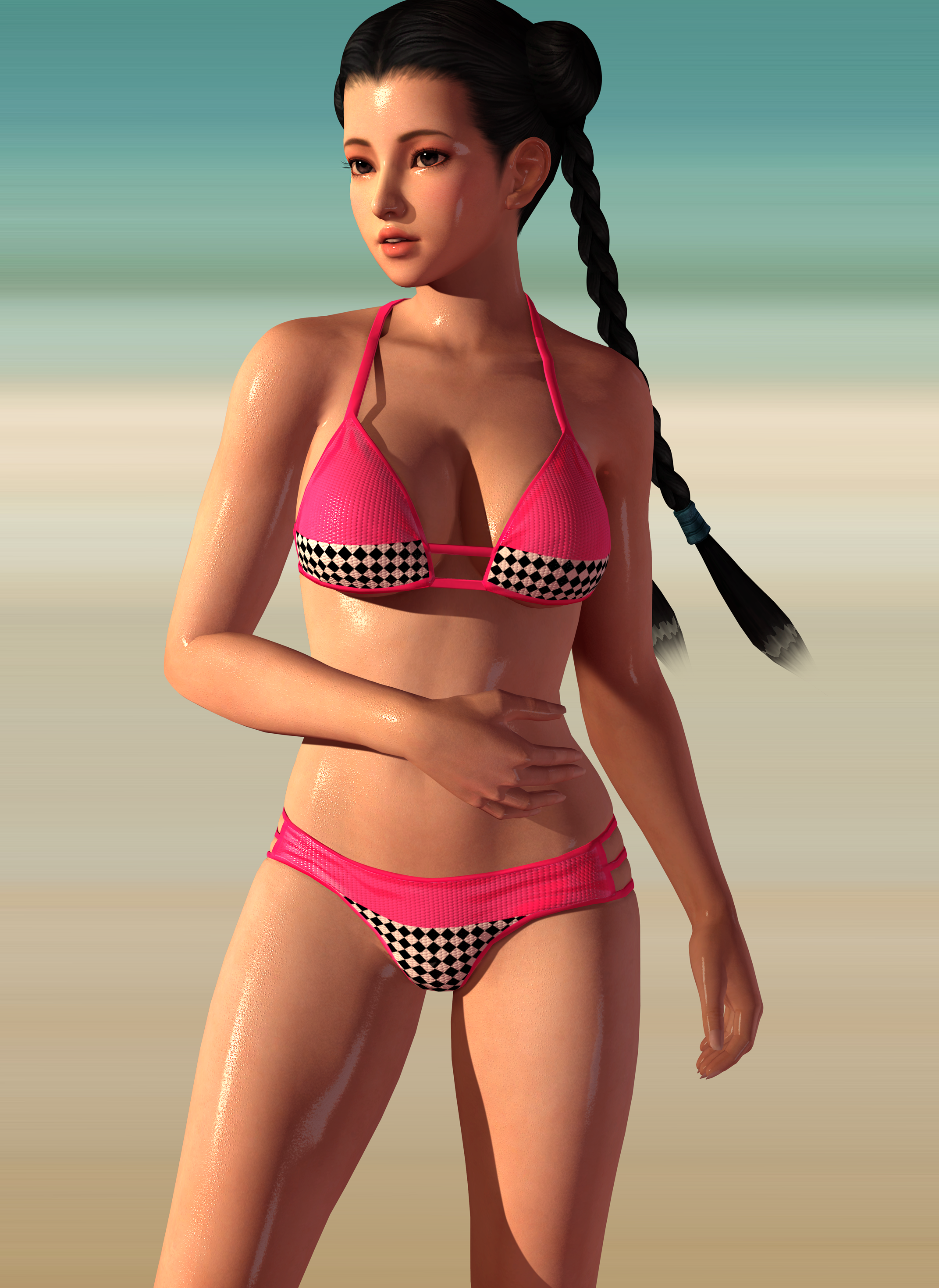 General 2142x2937 CGI model women bikini Dead or Alive video games video game girls swimwear black hair video game warriors video game characters Pai Chan (Dead or Alive)
