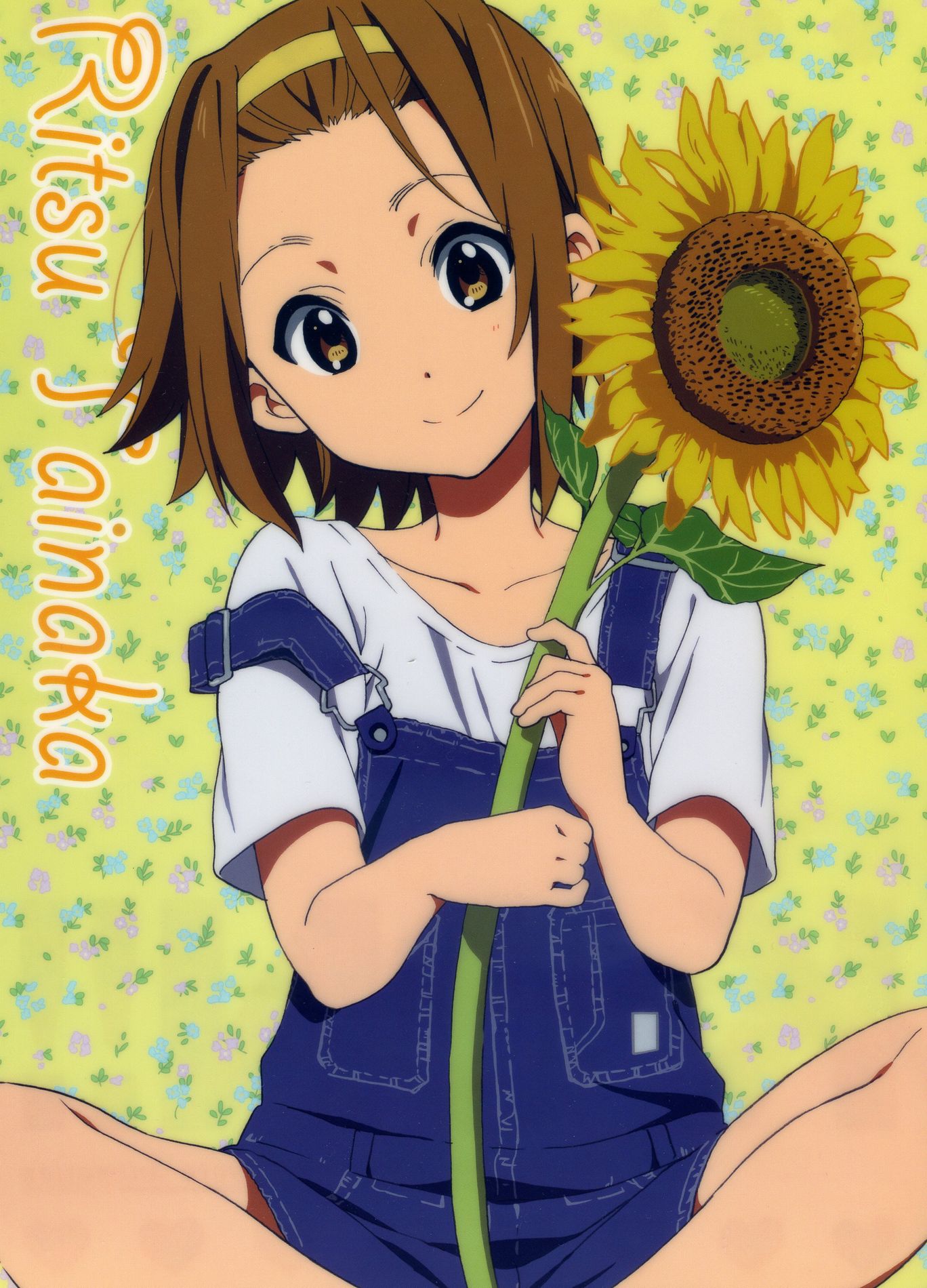Anime 1368x1900 K-ON! Tainaka Ritsu sunflowers brunette