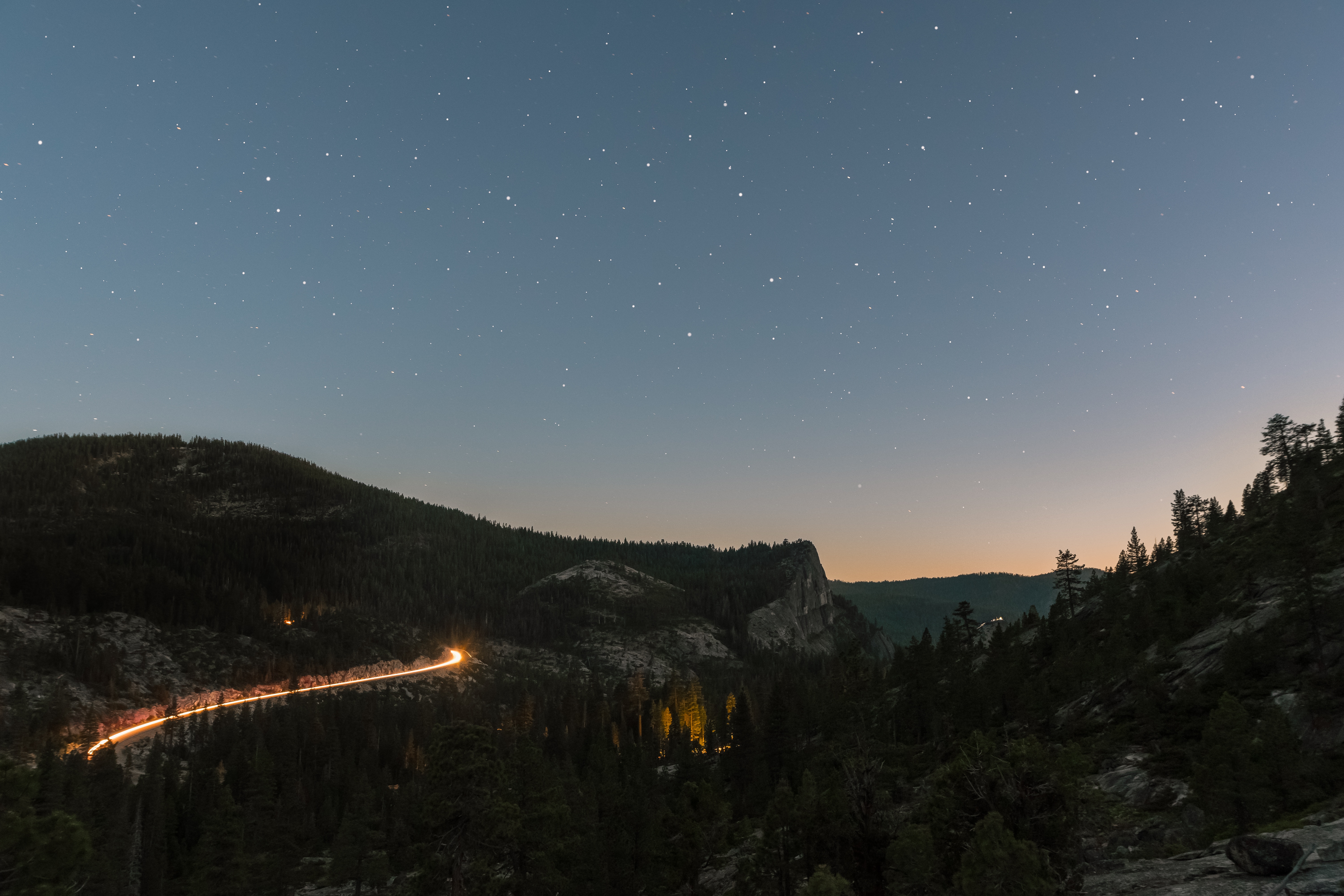 General 6000x4000 stars forest trees mountains light trails