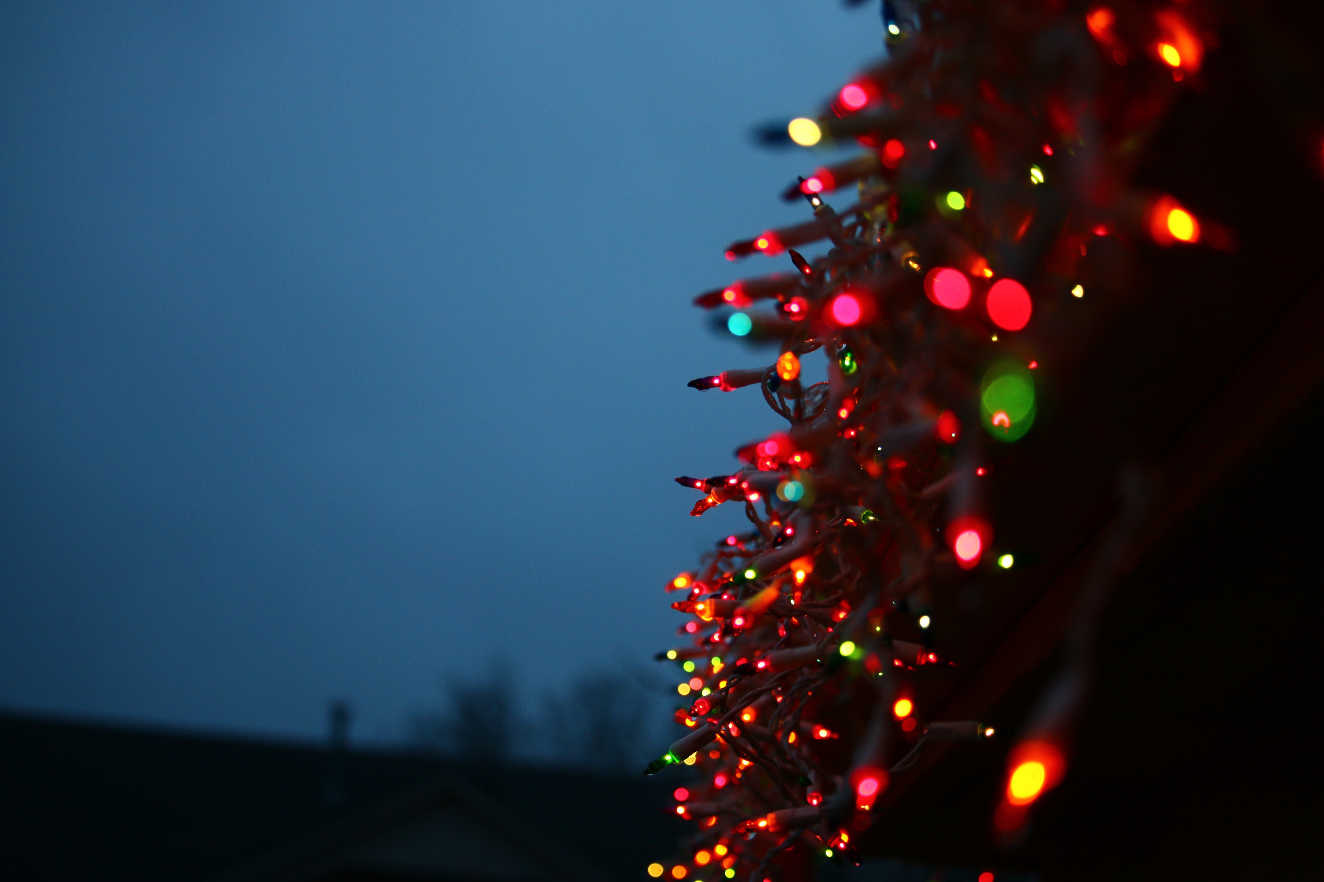 General 5472x3648 Christmas lights LEDs outdoors blurred