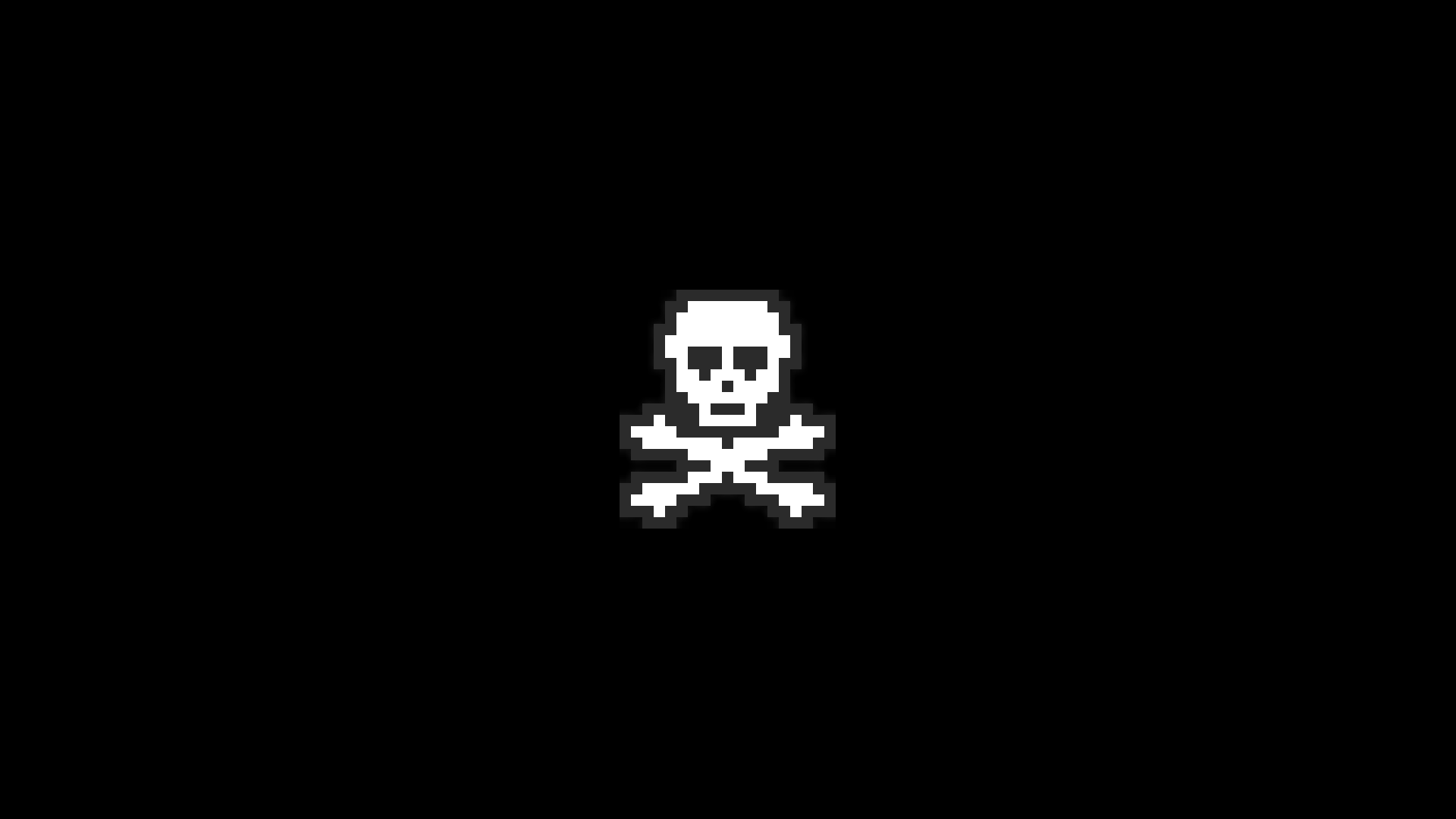 General 1920x1080 pixel art pixels skull skull and bones pirates simple background black background digital art minimalism