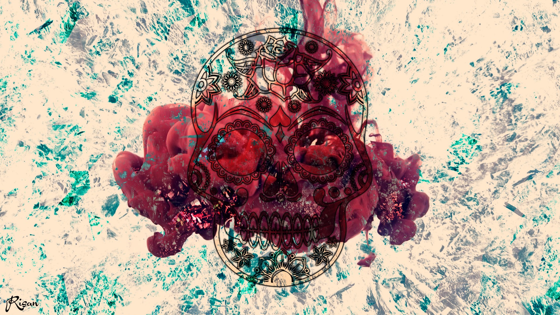 General 1920x1080 skull abstract smoke texture YouTube Electro dubstep digital art