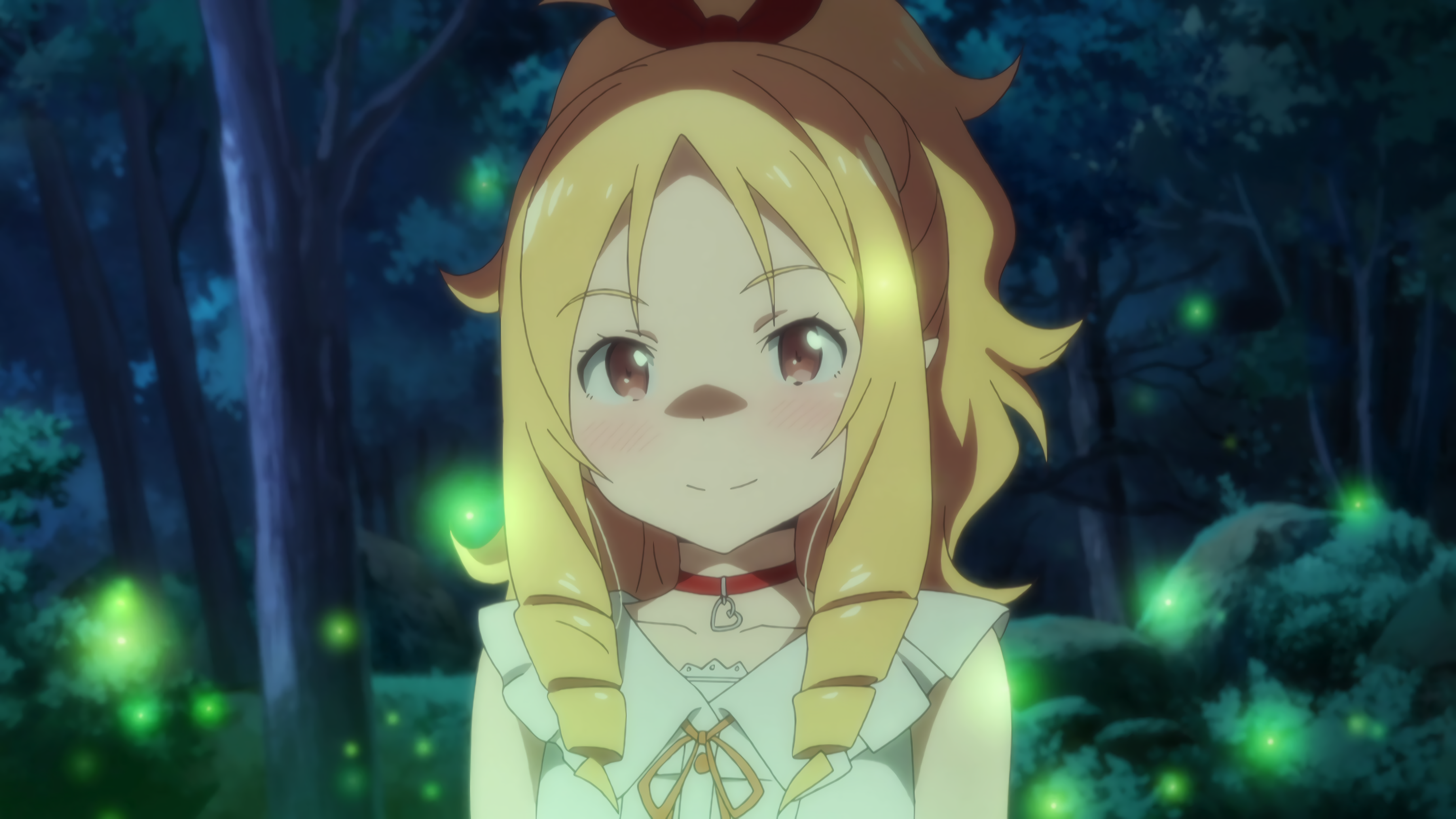 Anime 3072x1728 Eromanga-sensei Elf Yamada  anime girls necklace trees outdoors night blonde brown eyes anime