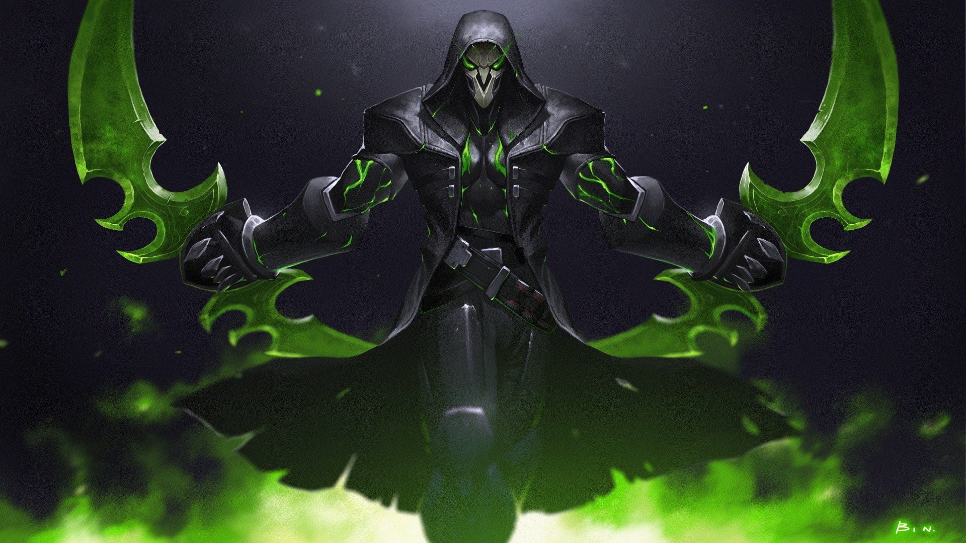General 1920x1080 Reaper (Overwatch) Overwatch Warcraft demon magic drawing digital art